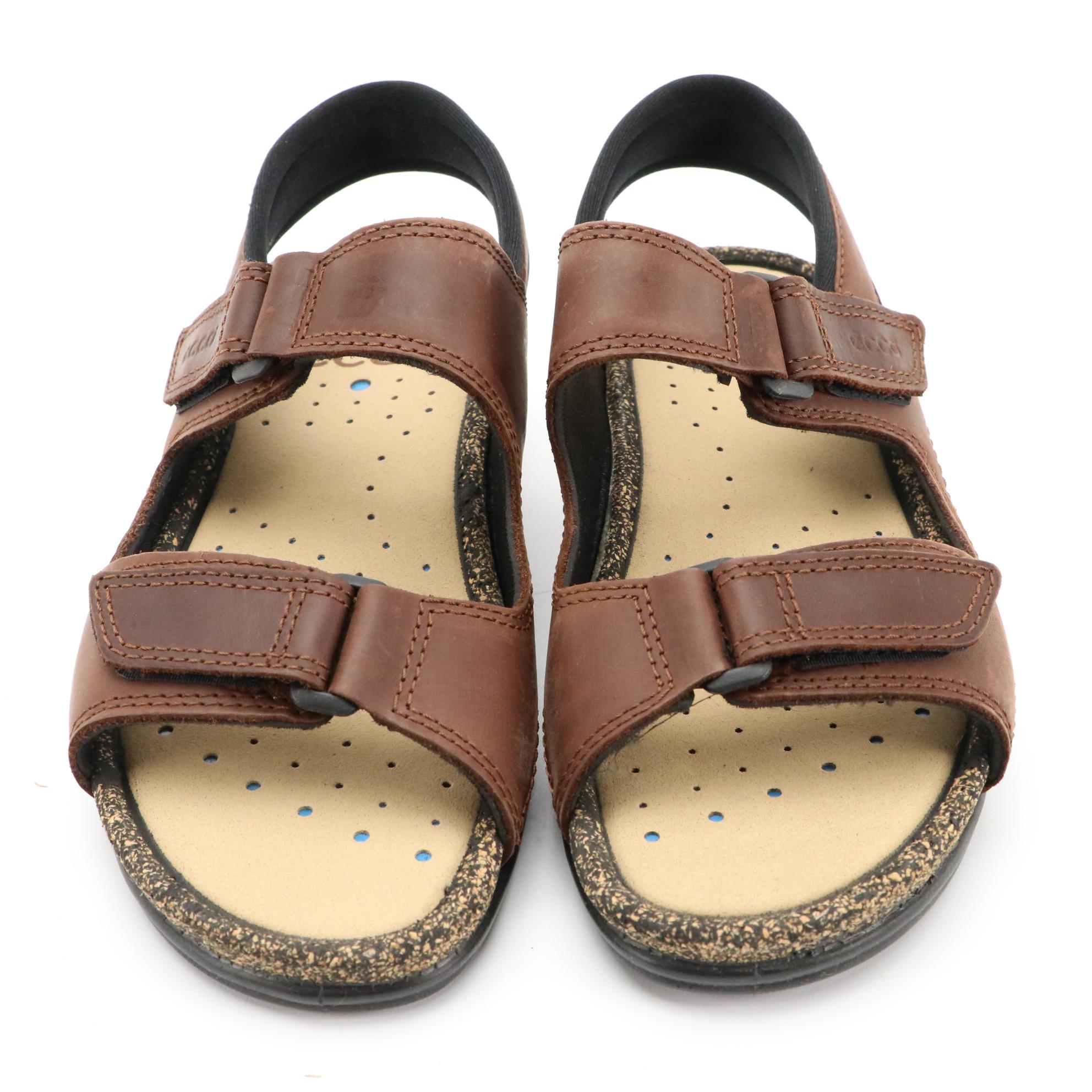 ECCO® Black Suede Casual Flats and Brown and Black Leather Sandals with Boxes