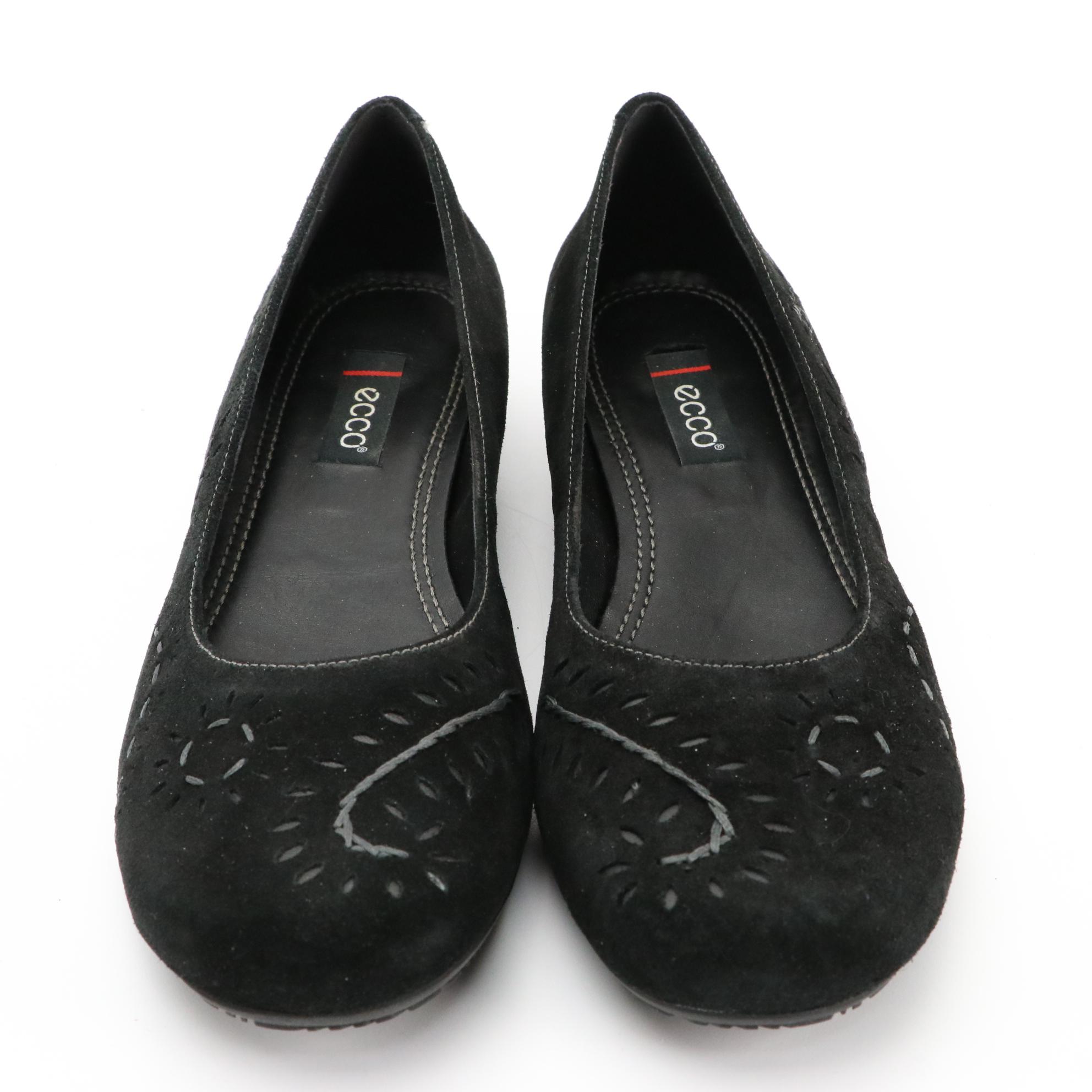 ECCO® Black Suede Casual Flats and Brown and Black Leather Sandals with Boxes