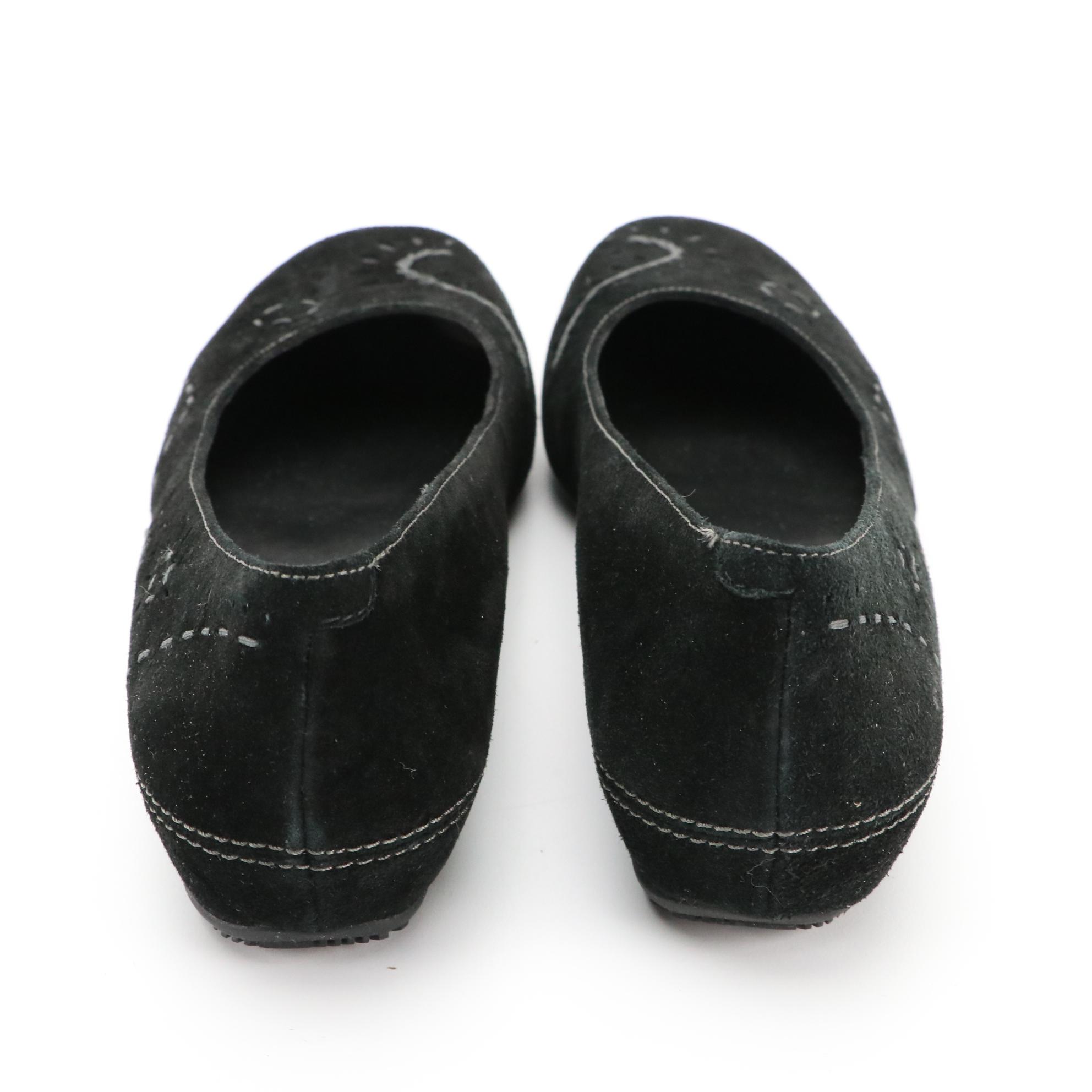 ECCO® Black Suede Casual Flats and Brown and Black Leather Sandals with Boxes