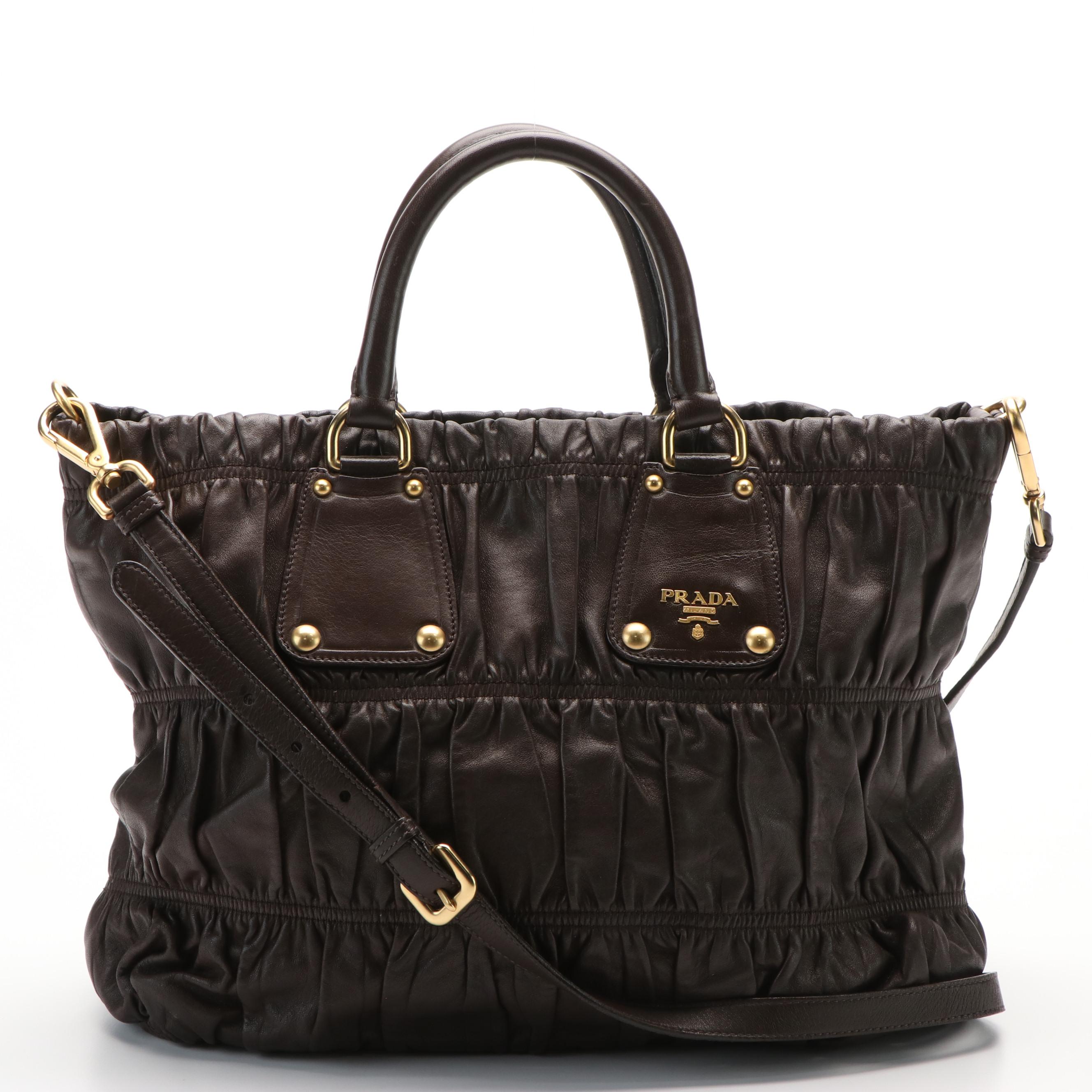 Prada Gaufre Brown Nappa Leather Satchel