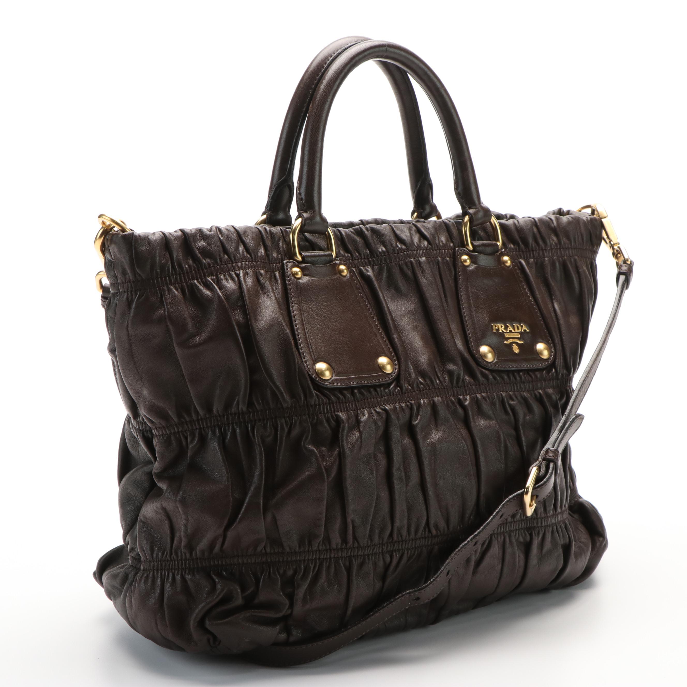 Prada Gaufre Brown Nappa Leather Satchel