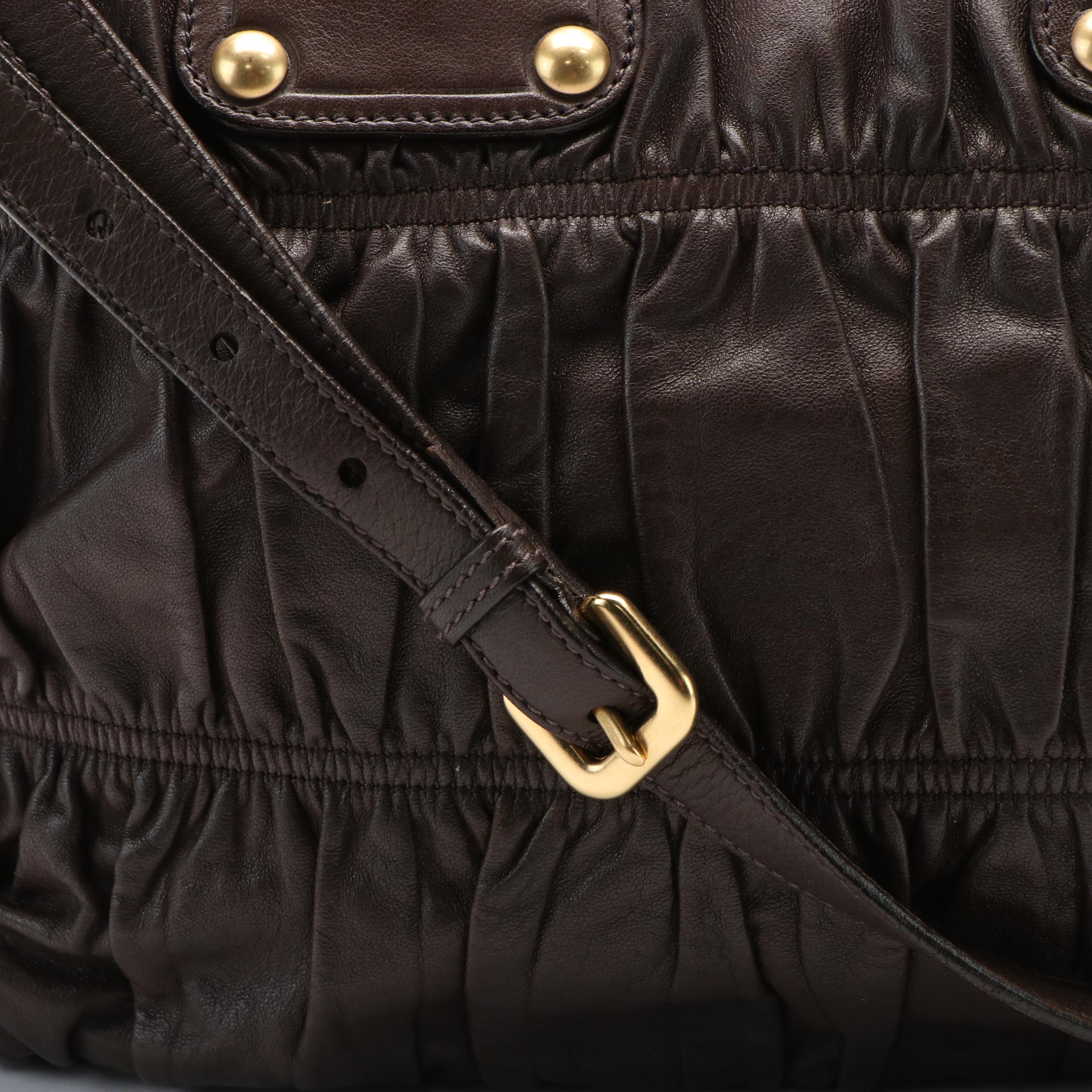 Prada Gaufre Brown Nappa Leather Satchel