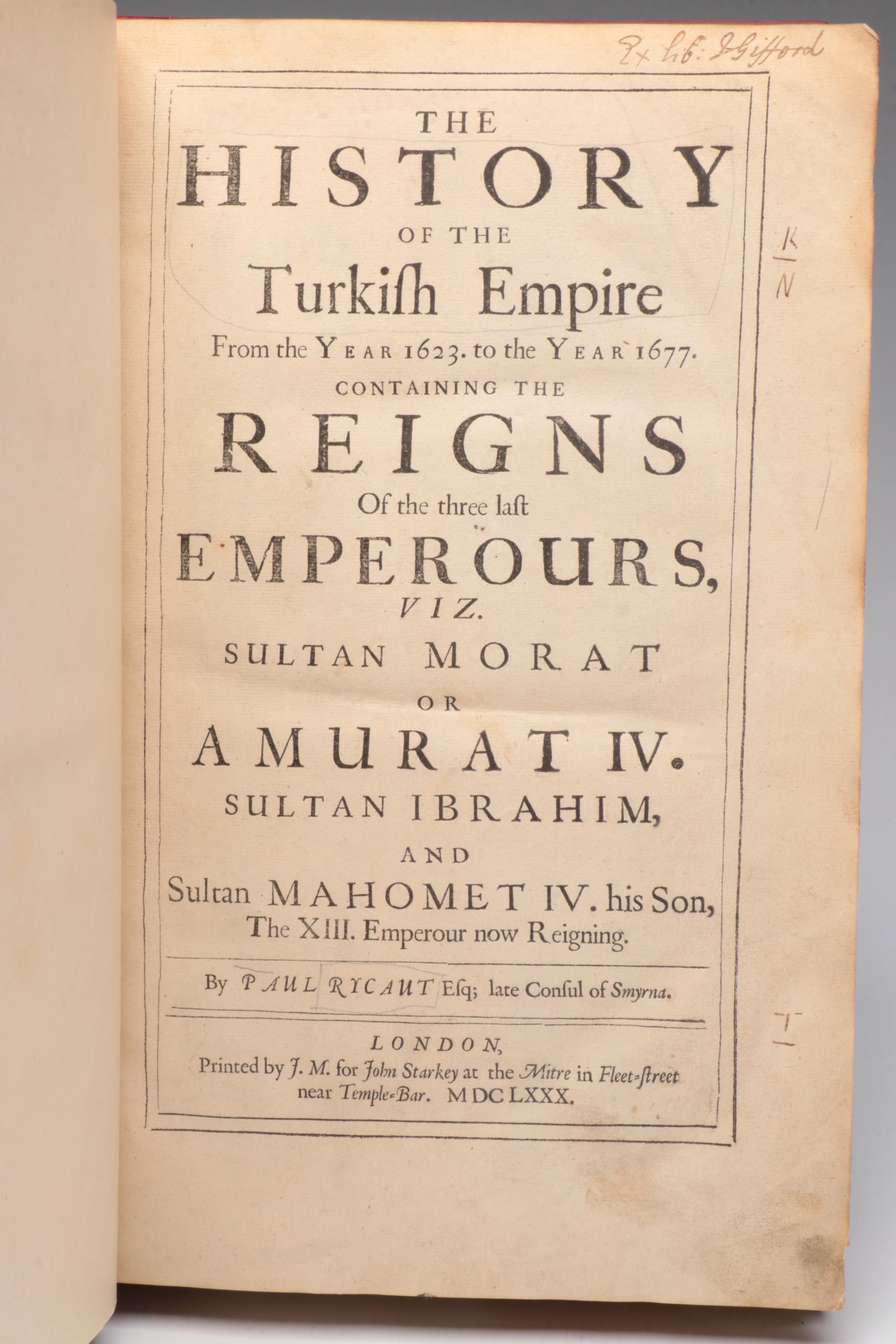 "The History of the Turkish Empire" by Paul Rycaut, 1680