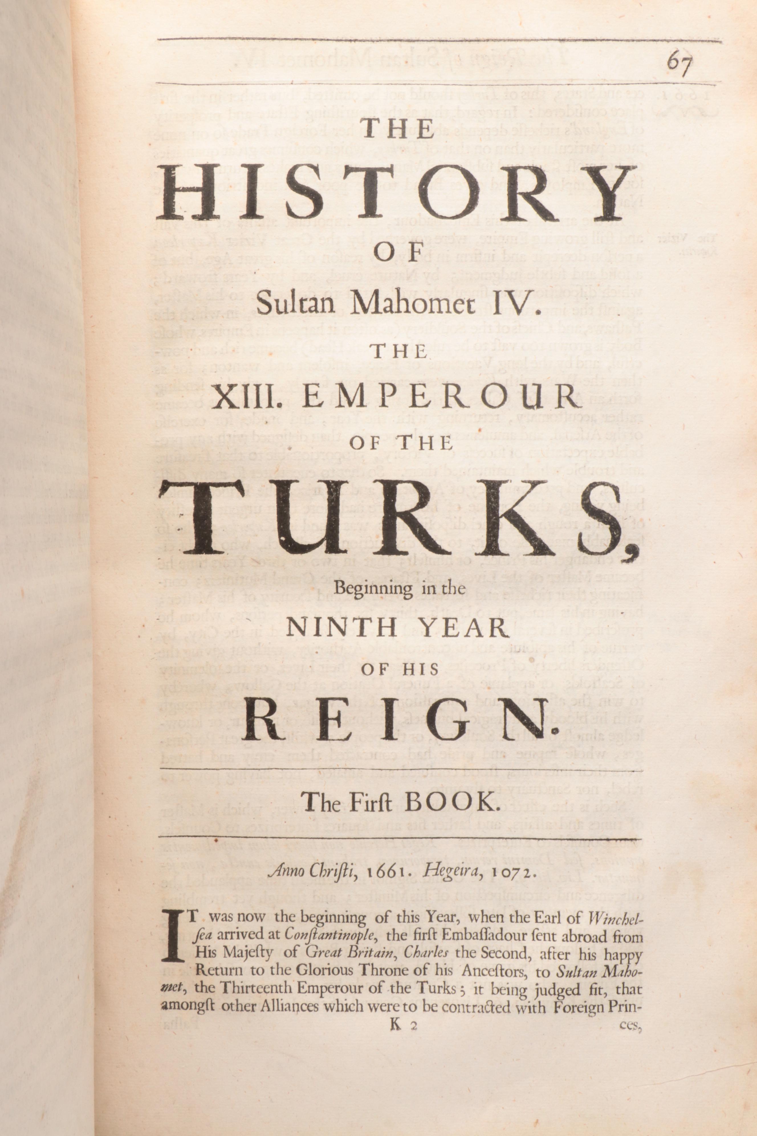 "The History of the Turkish Empire" by Paul Rycaut, 1680