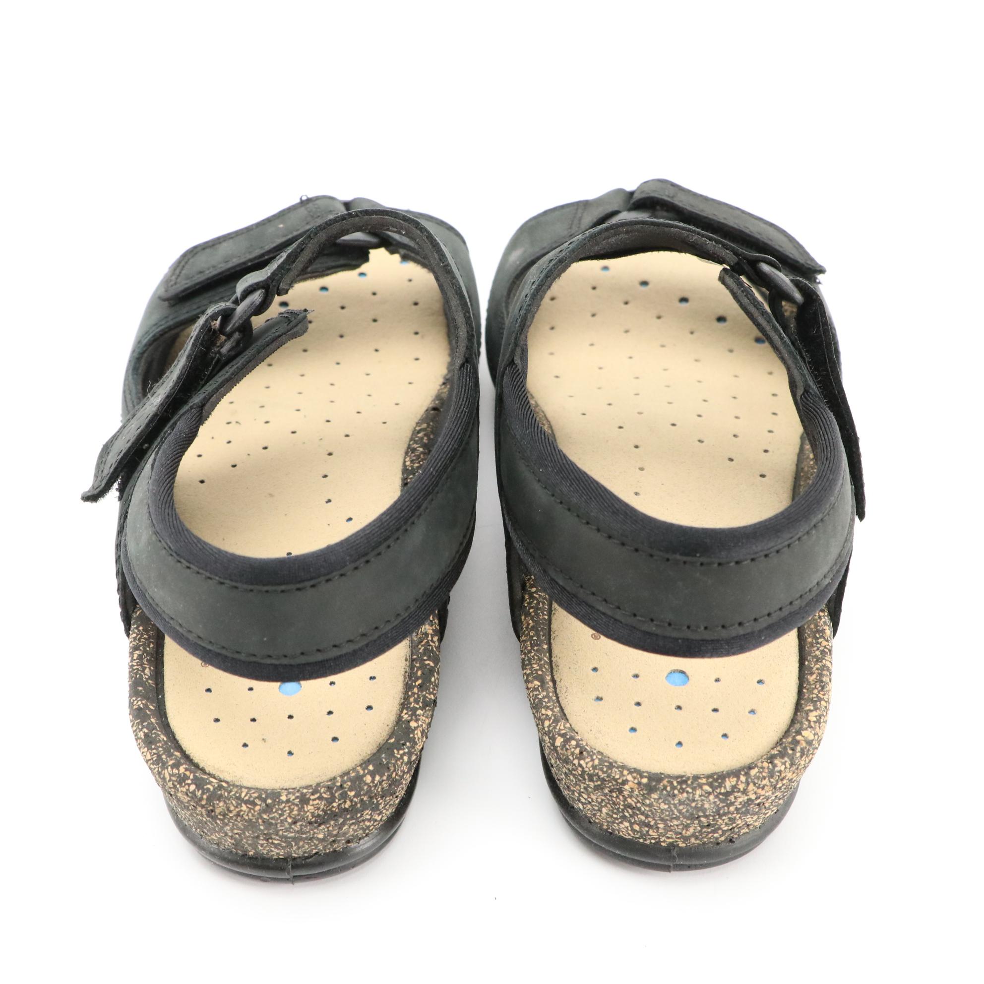 ECCO® Cosmo II Black Sandals in Oiled Nubuck Leather, New in Boxes