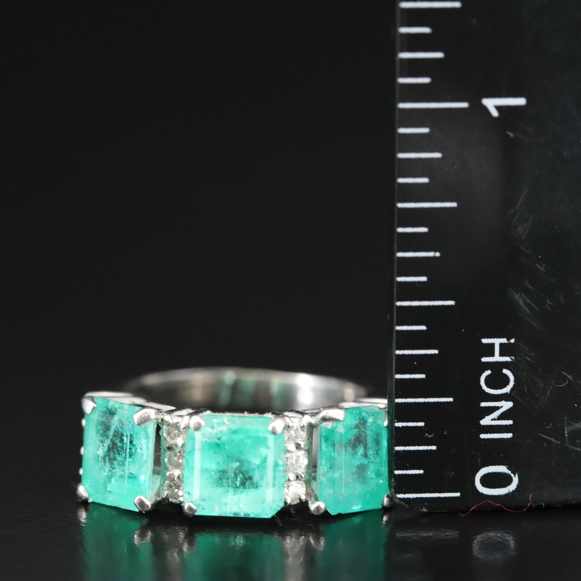 Platinum Emerald and Diamond Ring