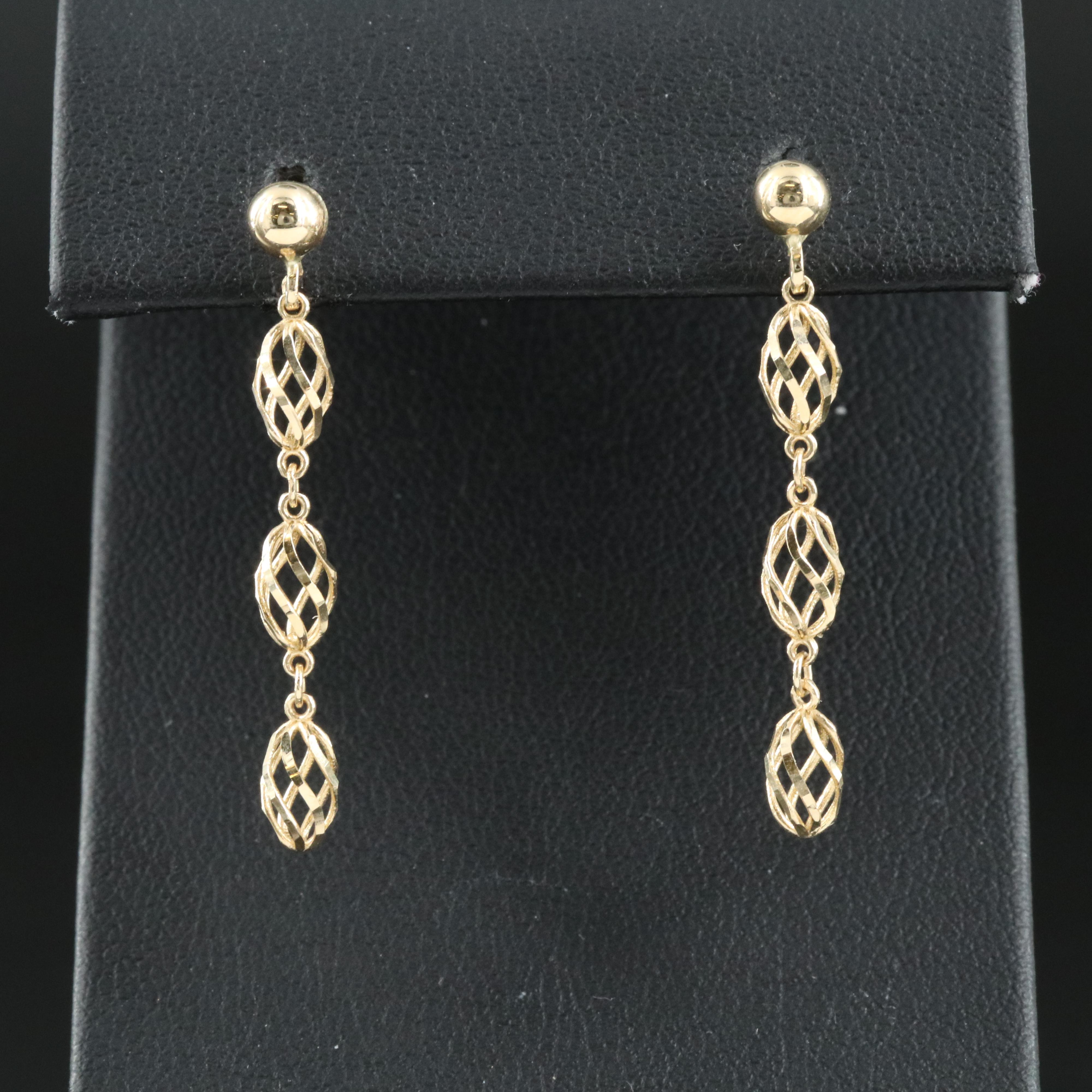 14K Cage Drop Earrings