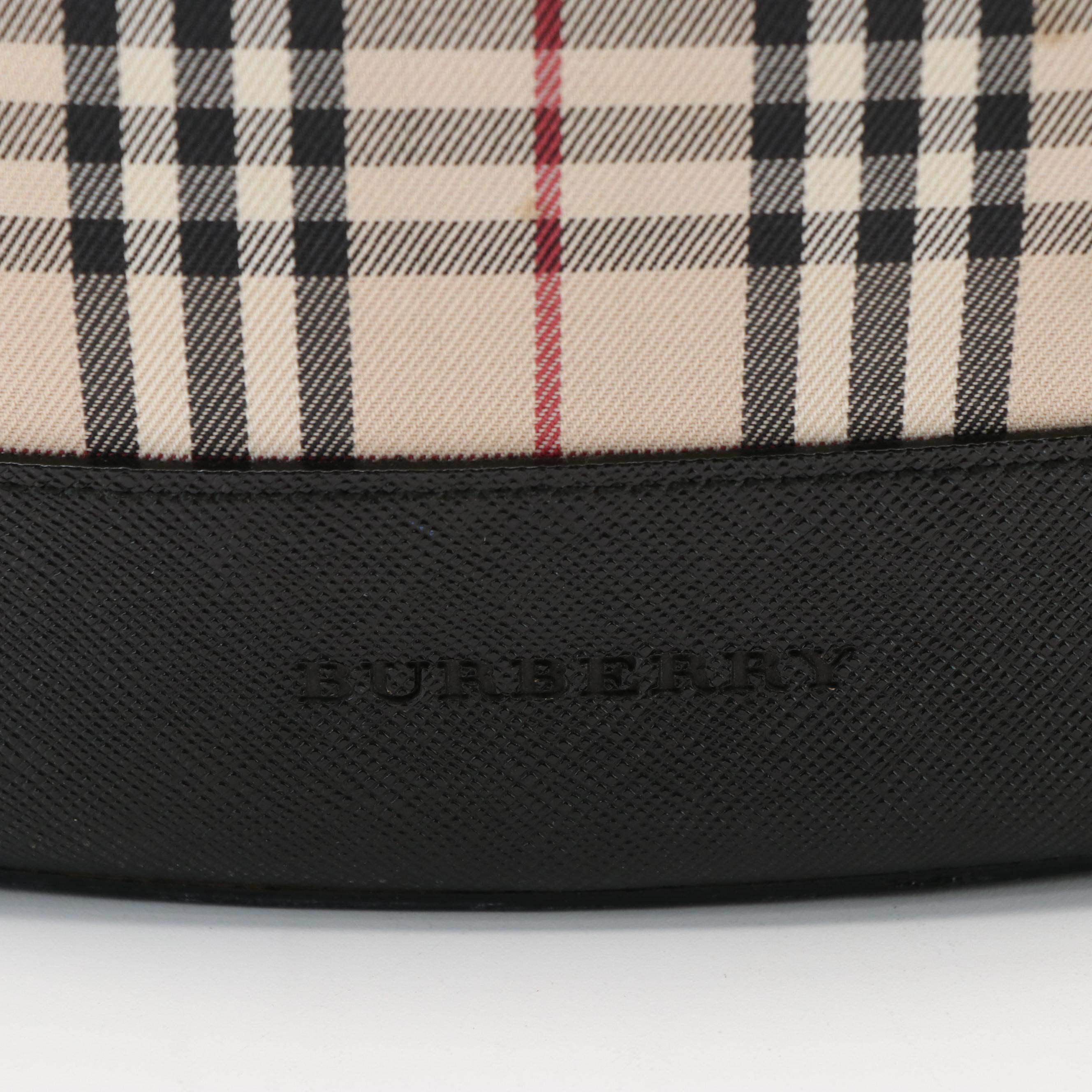 Burberry Nova Check and Black Saffiano Leather Tote Bag