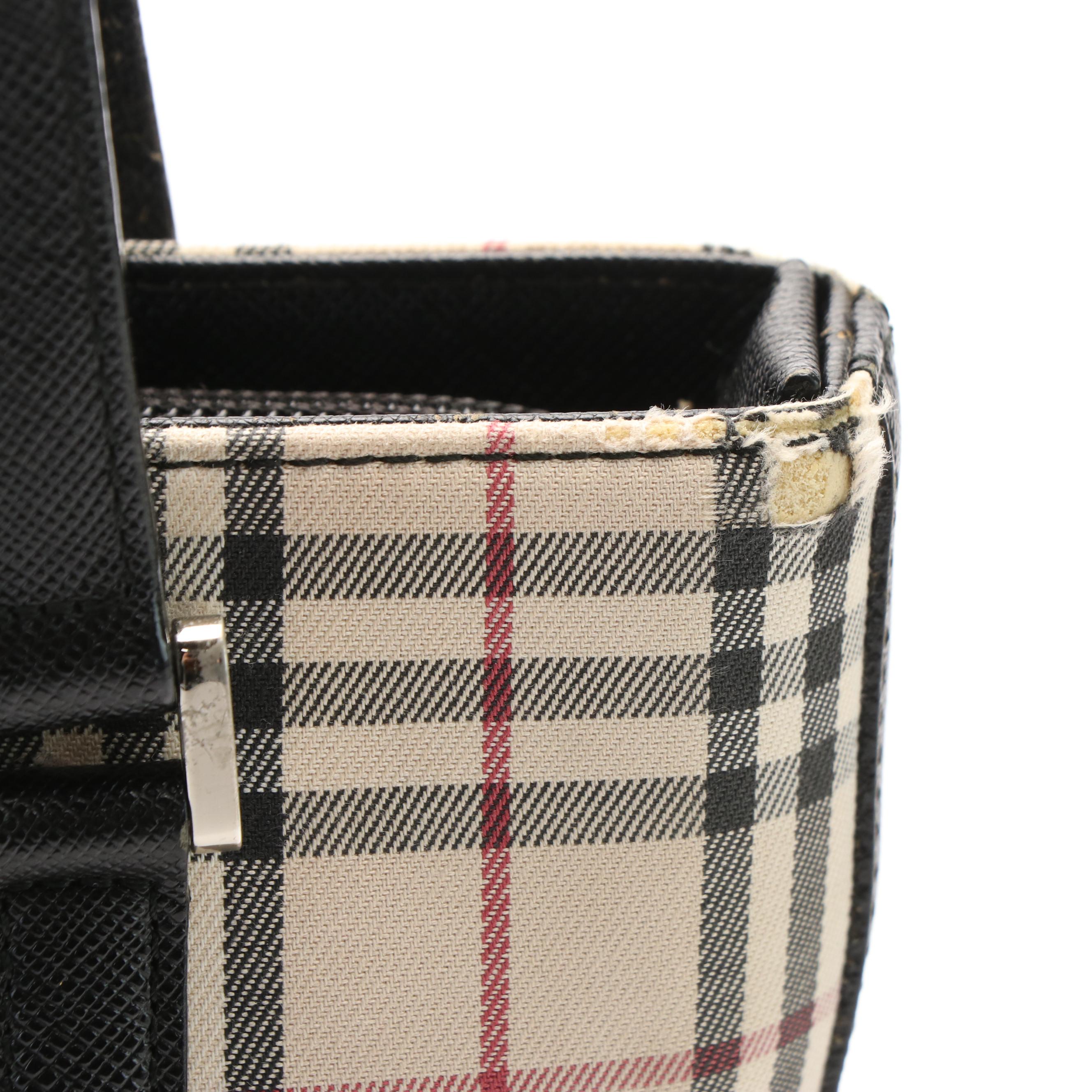 Burberry Nova Check and Black Saffiano Leather Tote Bag