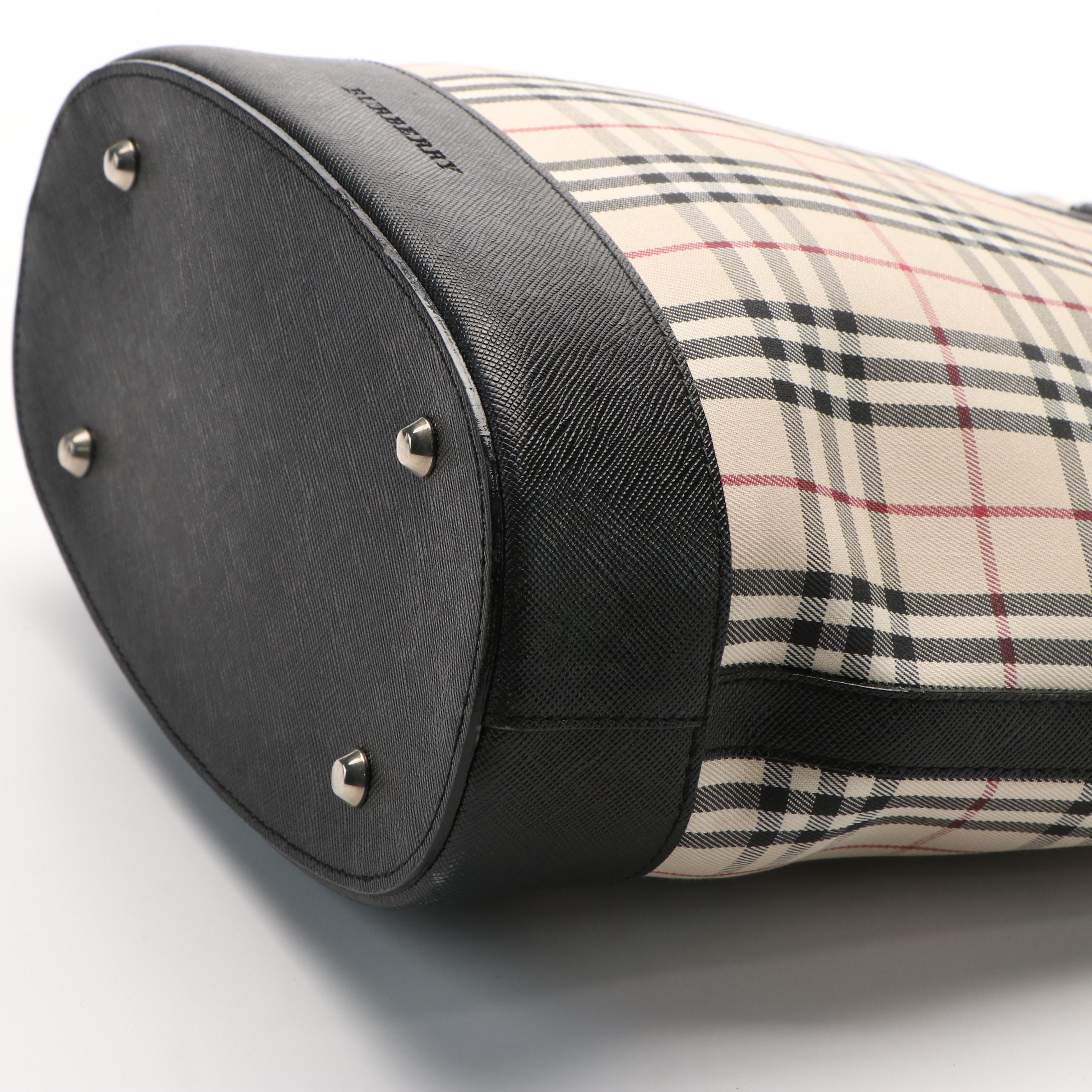 Burberry Nova Check and Black Saffiano Leather Tote Bag