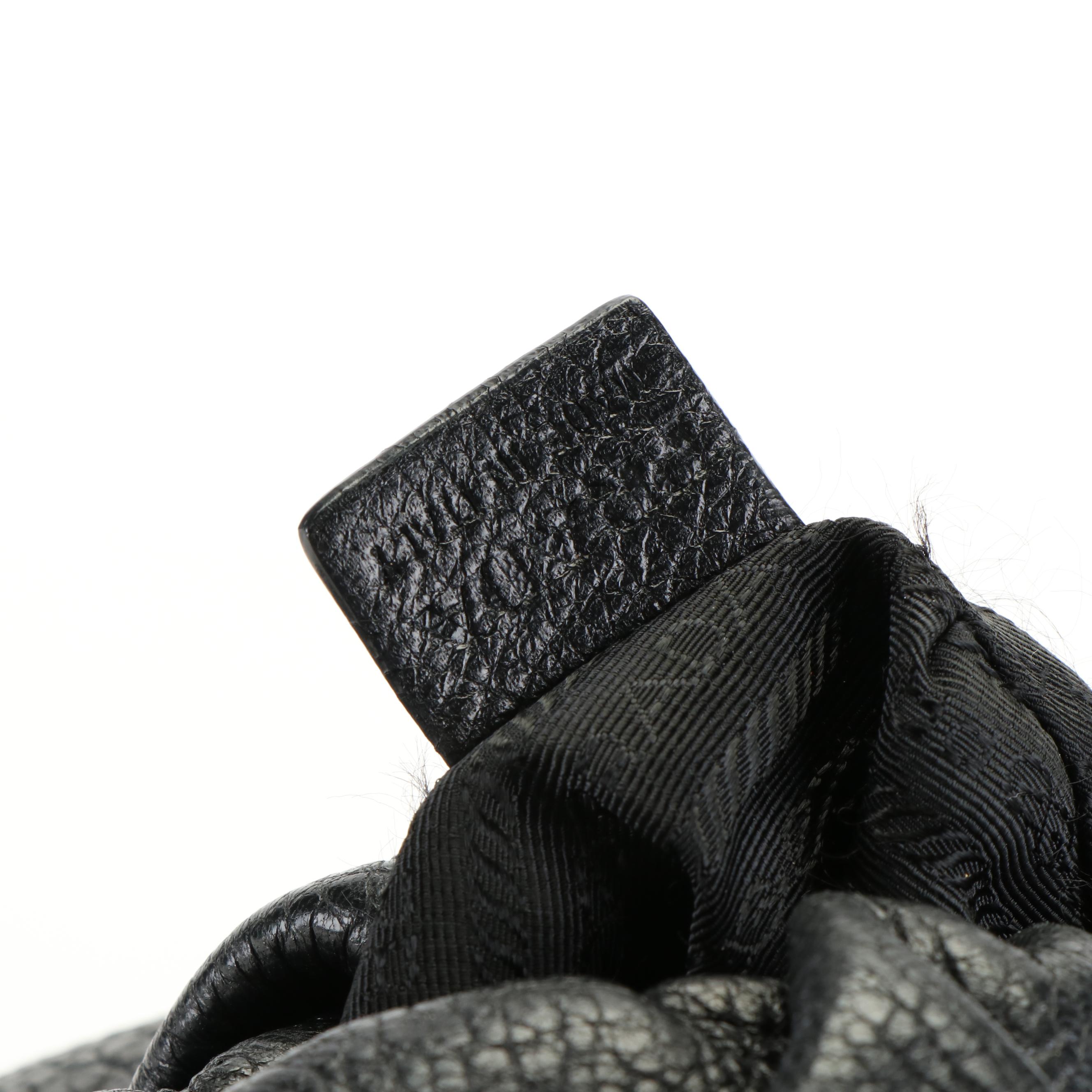 Prada Shoulder Bag in Black Pleated Grained Leather