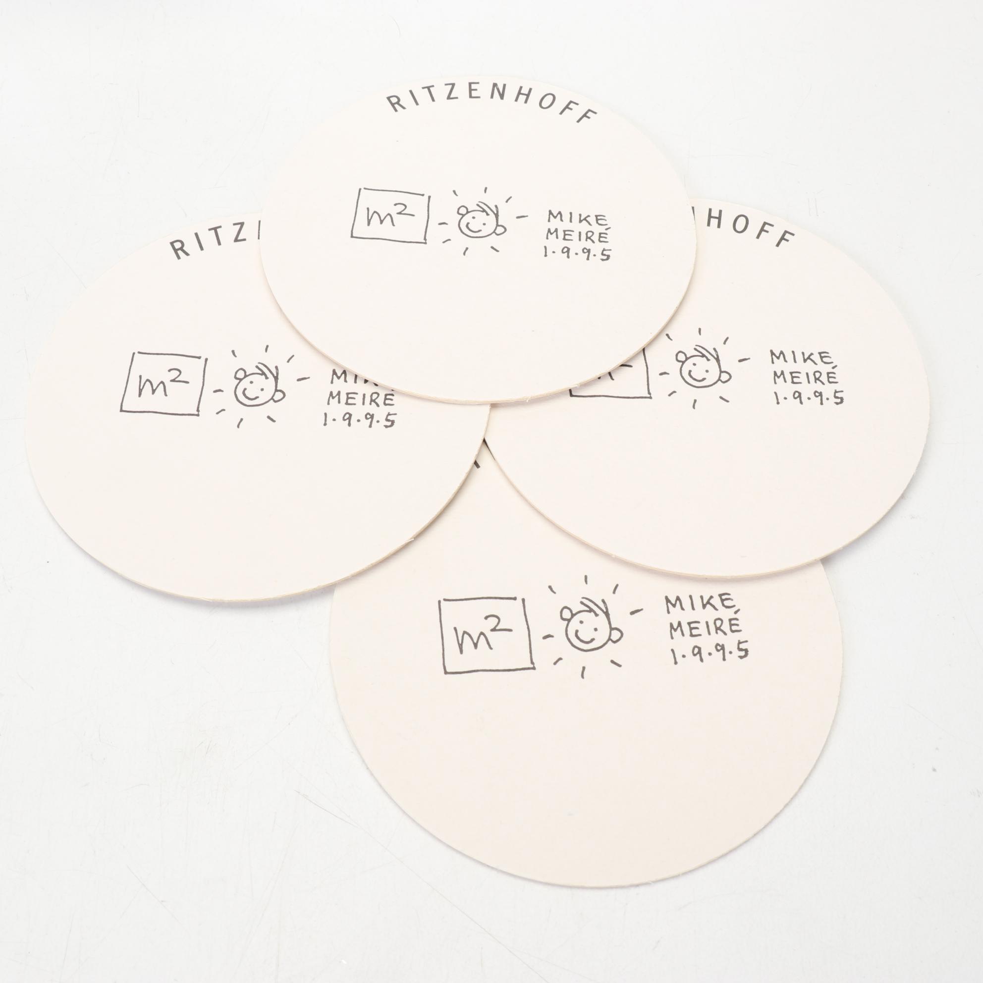 Ritzenhoff Designer Art Beer Glasses With Signed Coasters and Boxes, 1995-1998