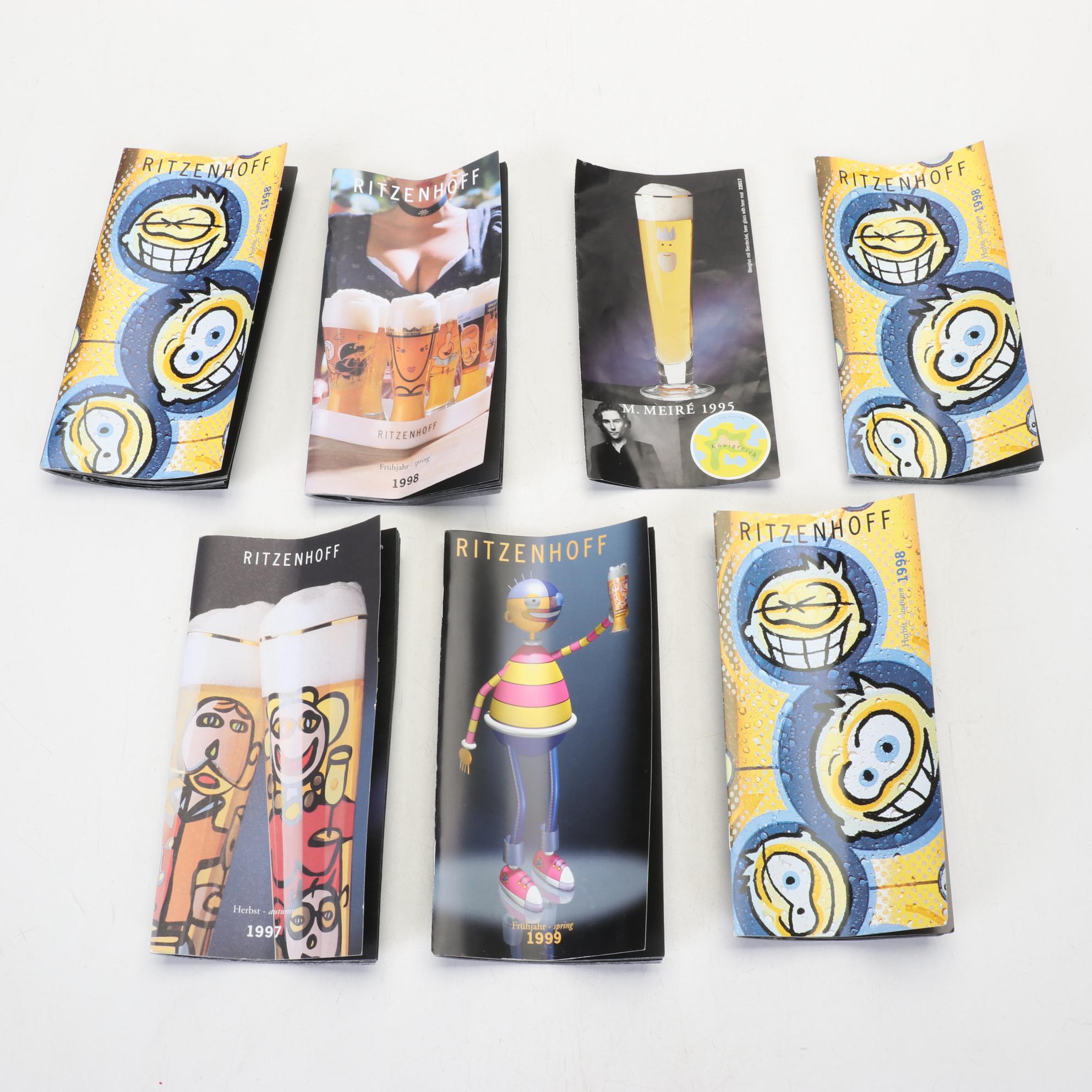 Ritzenhoff Designer Art Beer Glasses With Signed Coasters and Boxes, 1995-1998
