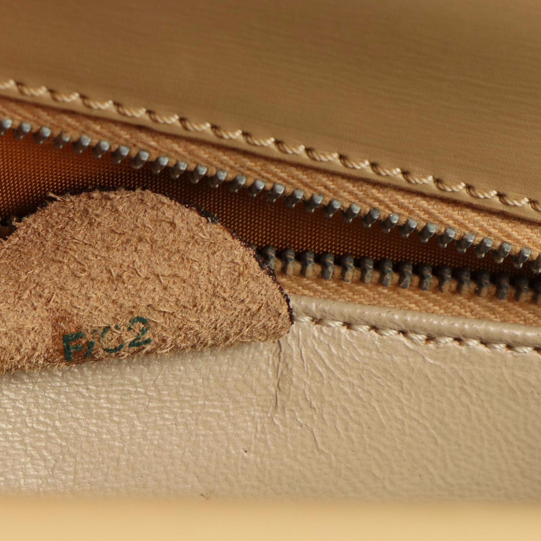 Céline Double Flap Handbag in Beige Leather