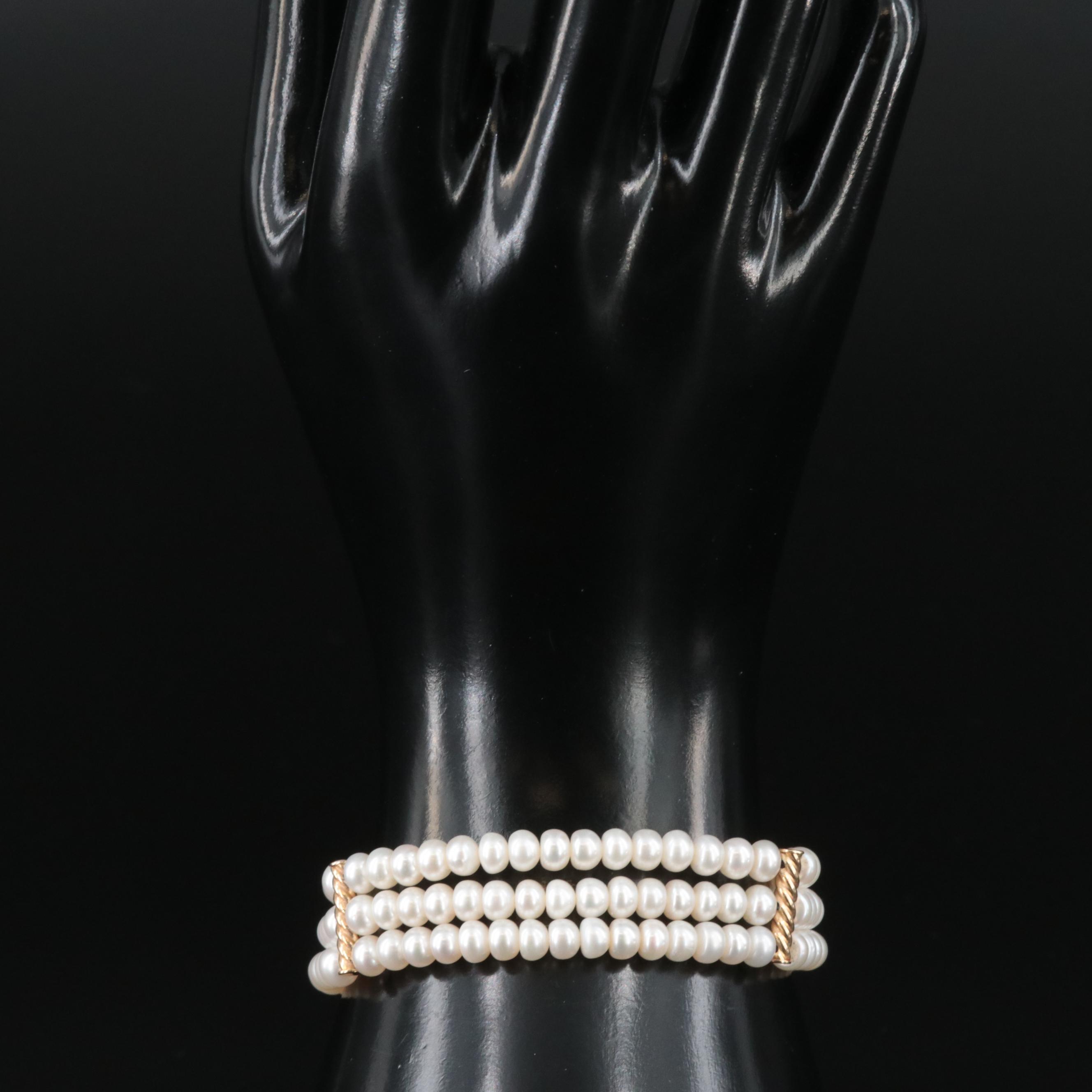 14K Pearl Triple-Strand Bracelet