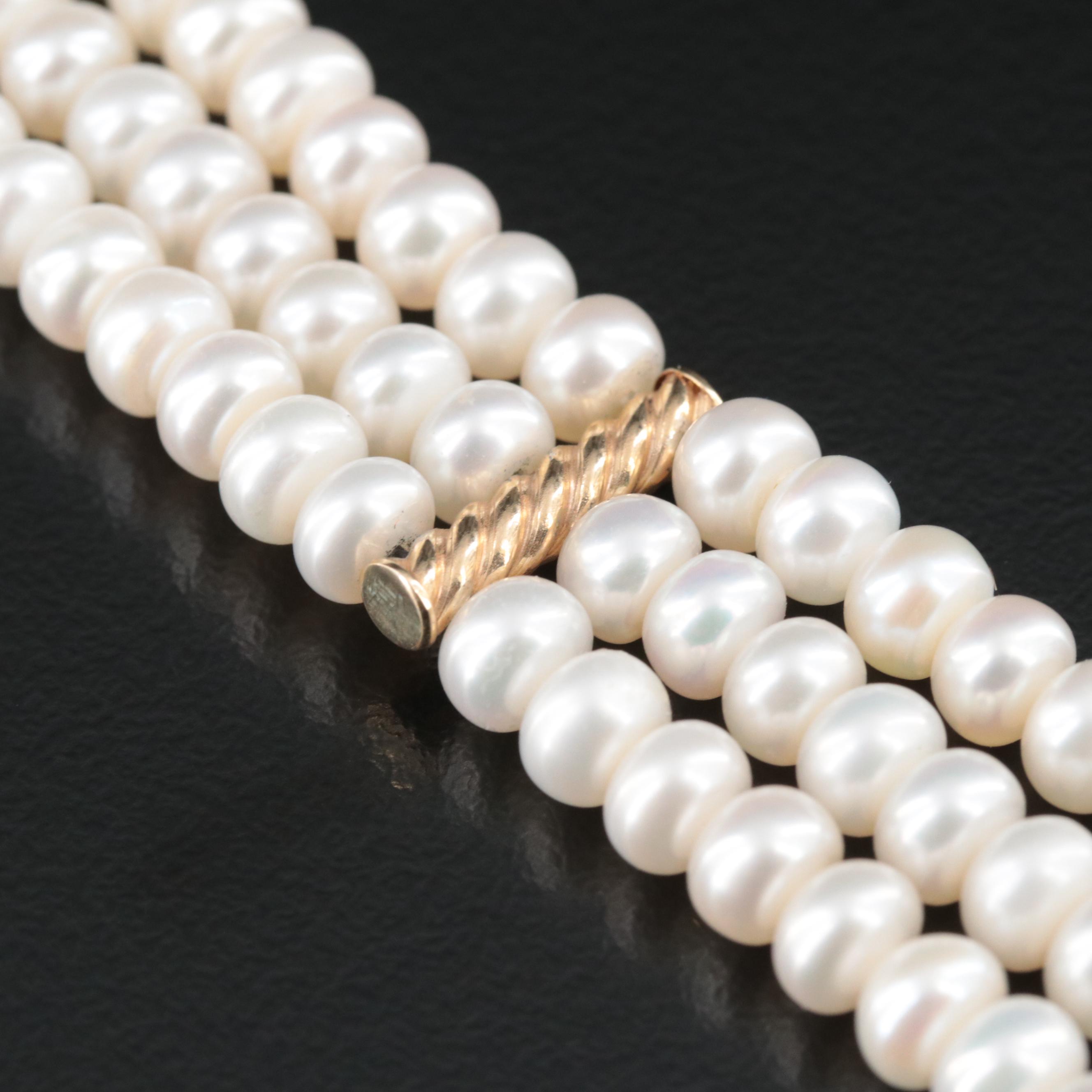 14K Pearl Triple-Strand Bracelet