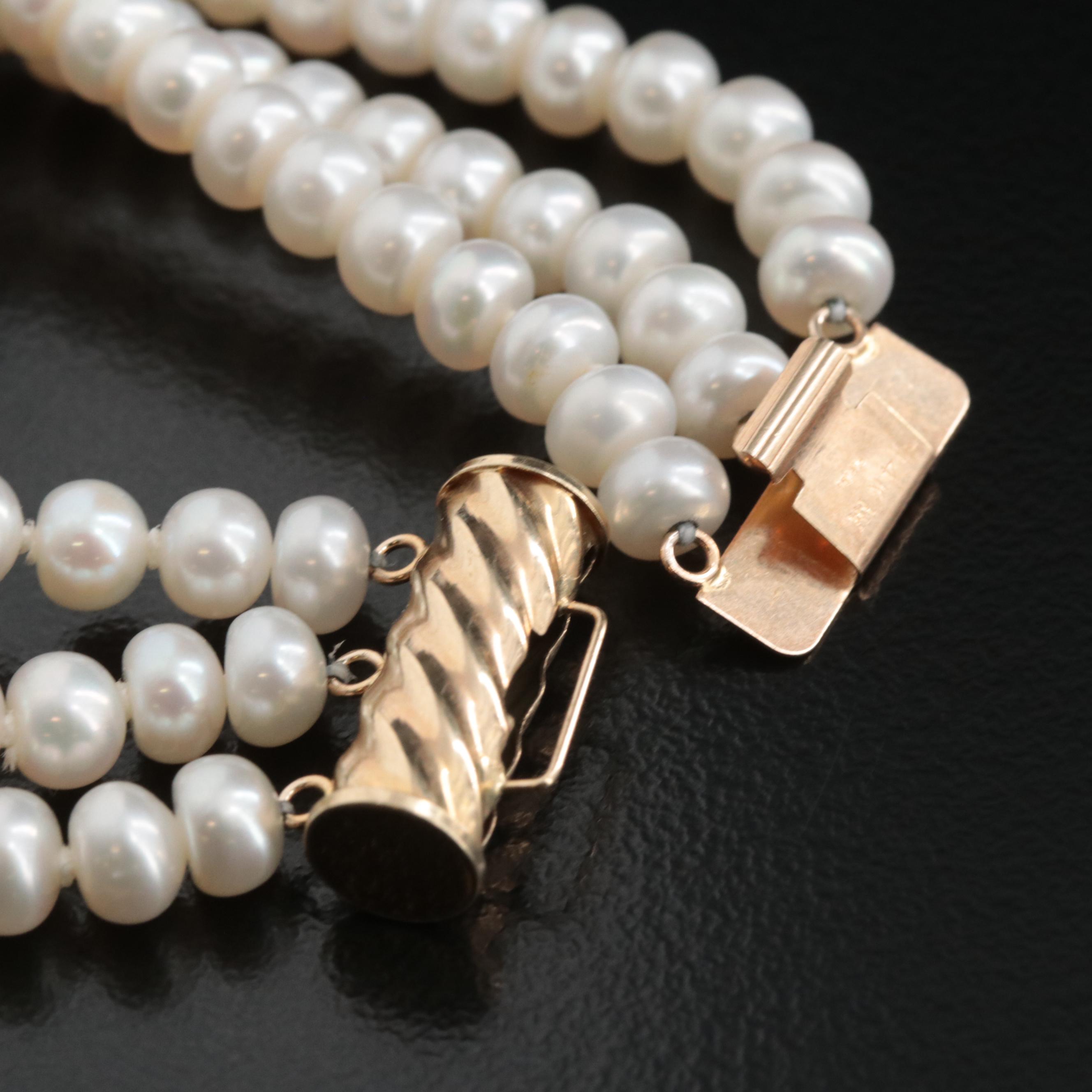 14K Pearl Triple-Strand Bracelet