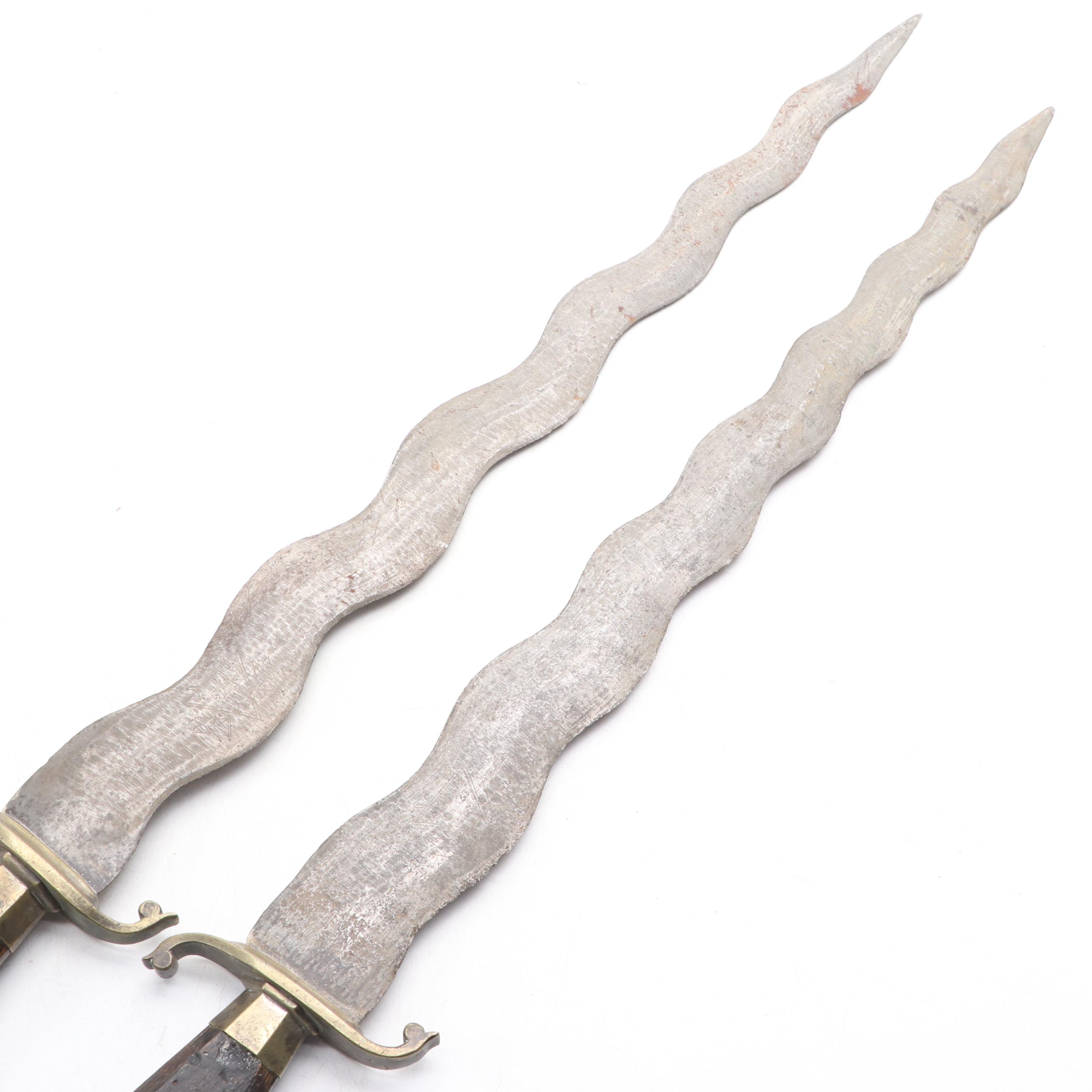 Pair of Hand-Forged Keris Short Swords