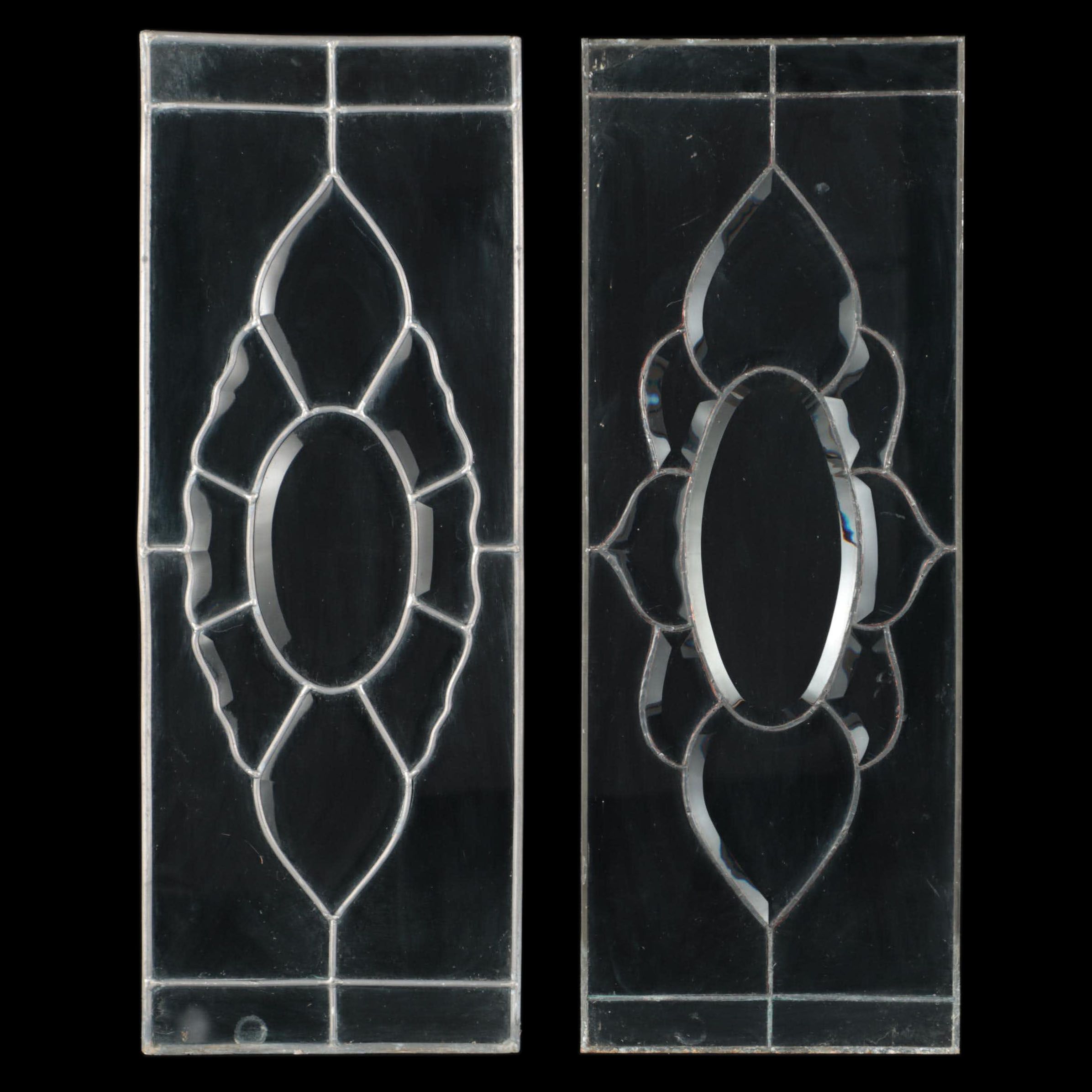 Arts and Crafts Clear Leaded Glass Window Pane Insets