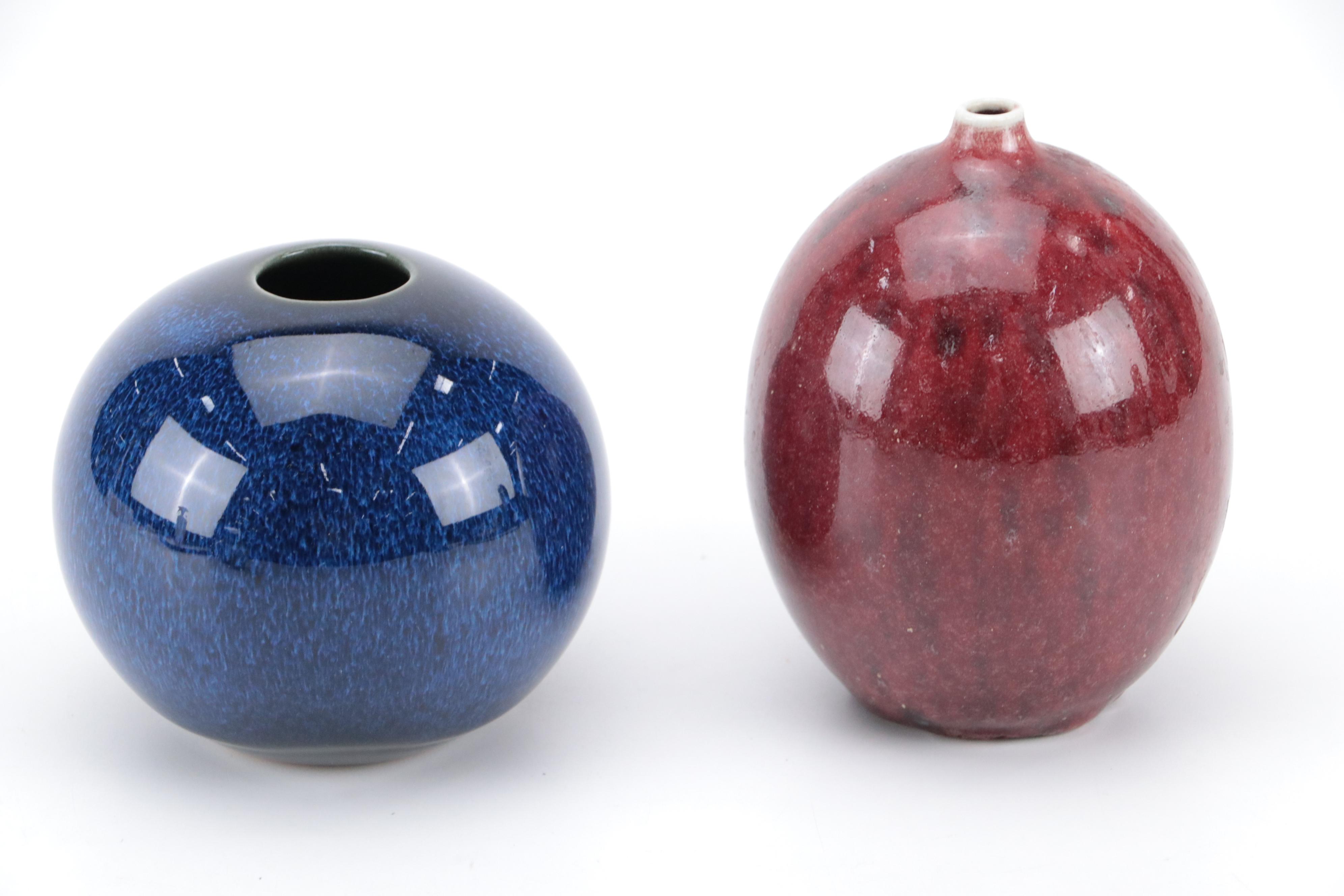 Glossy Glazed Wheel-Thrown Ceramic Vases