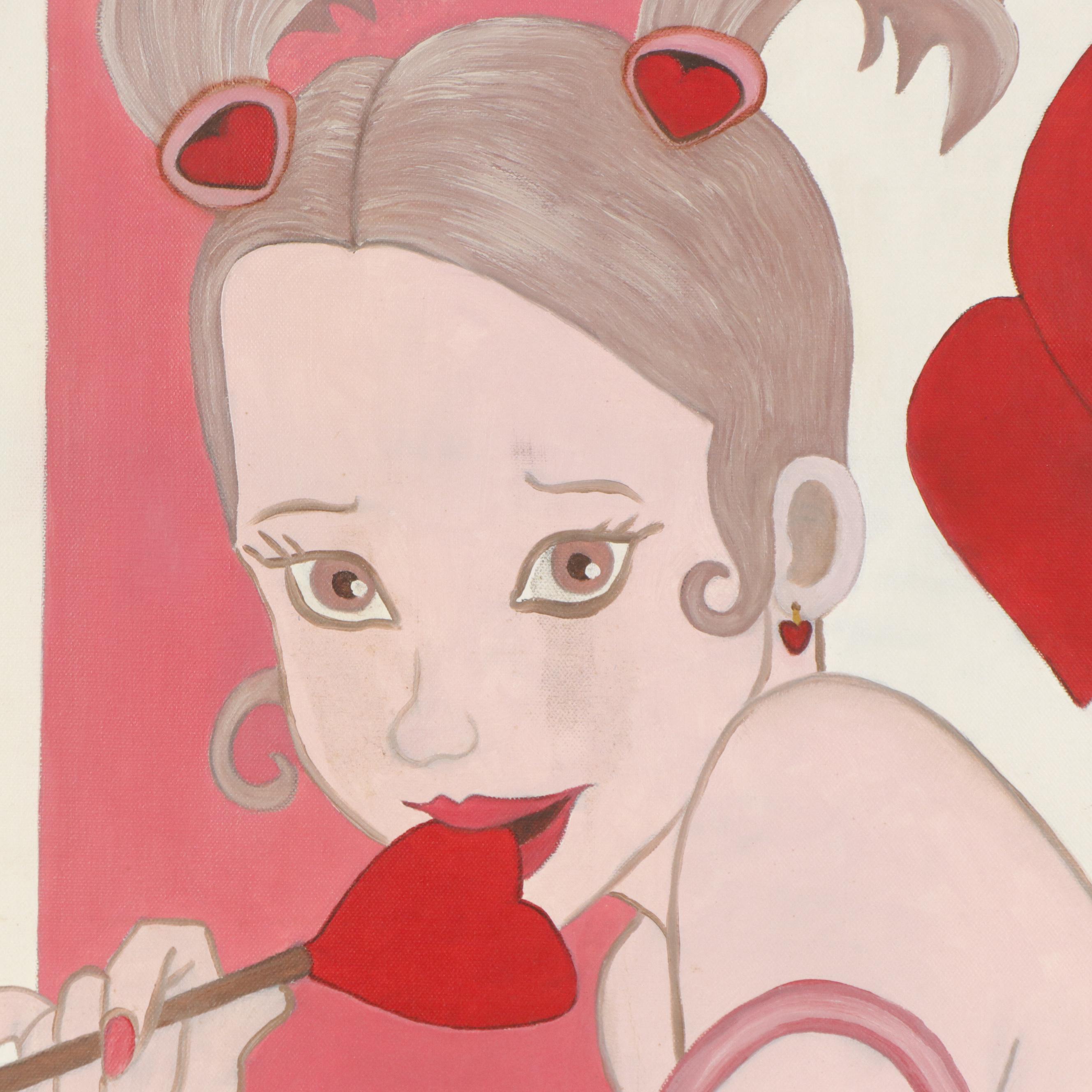 B. Bullard Stylized Figural Acrylic Painting "Bite Me," 2004