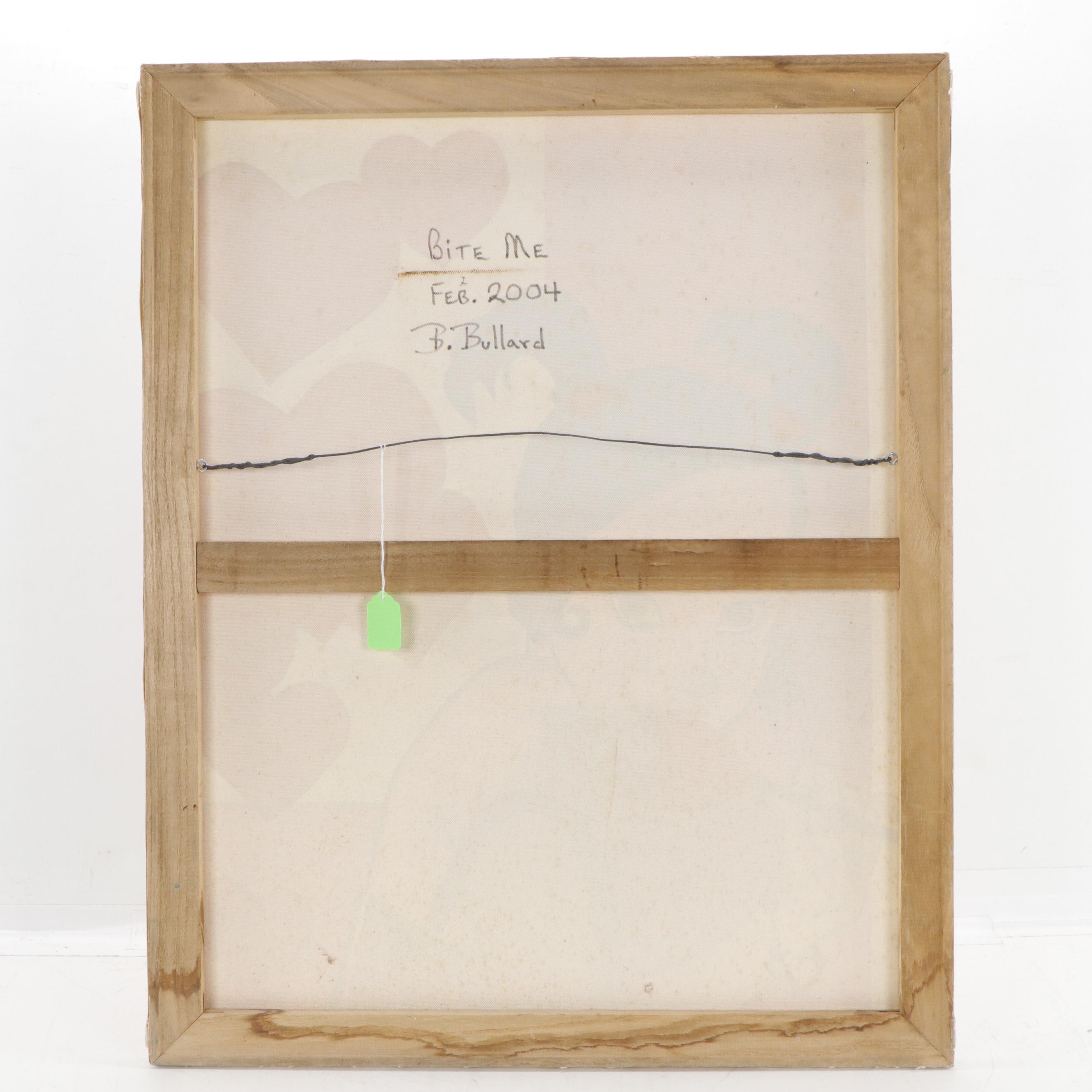 B. Bullard Stylized Figural Acrylic Painting "Bite Me," 2004