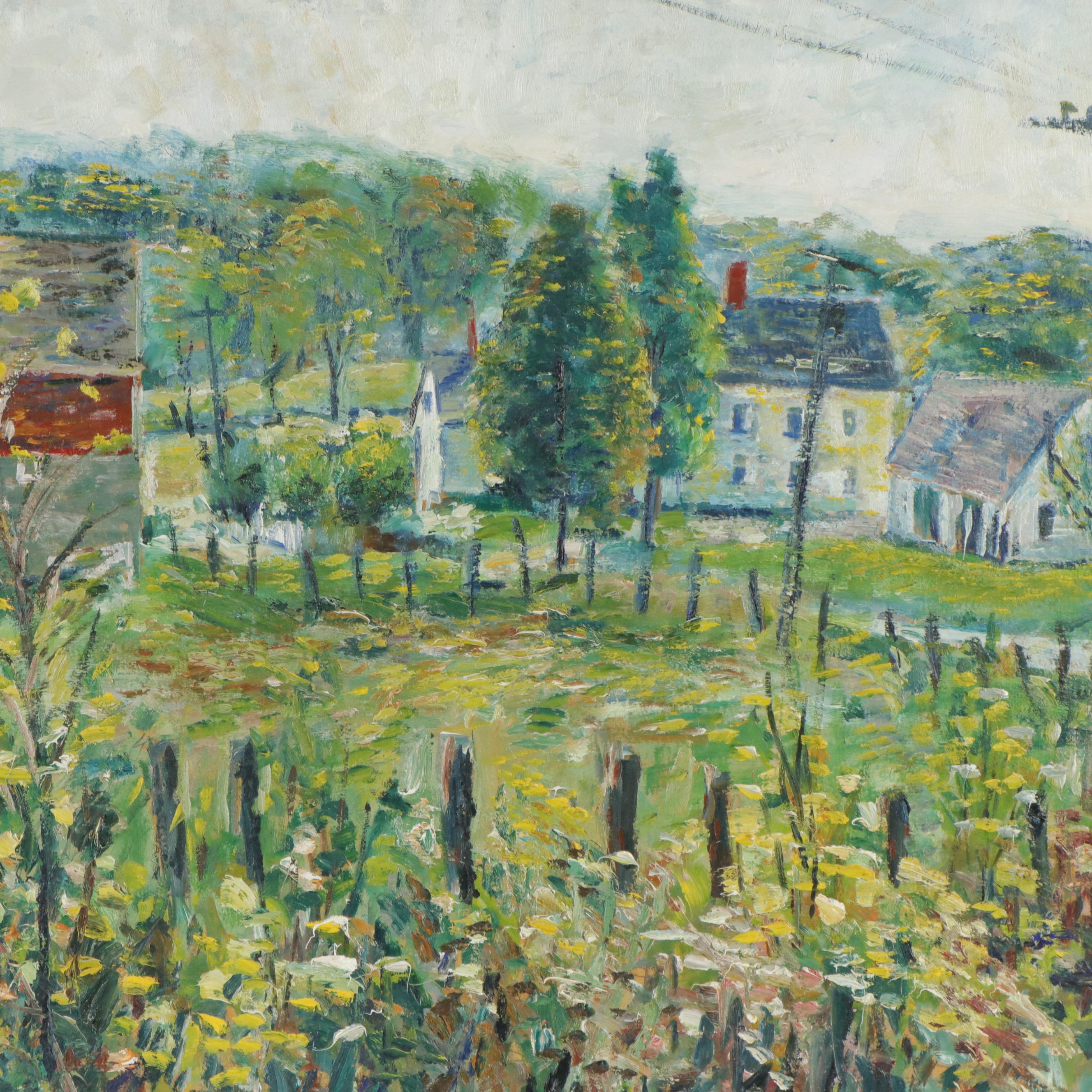 Michael Salvatore Abbate Oil Painting of an Rural Landscape, Mid-20th Century