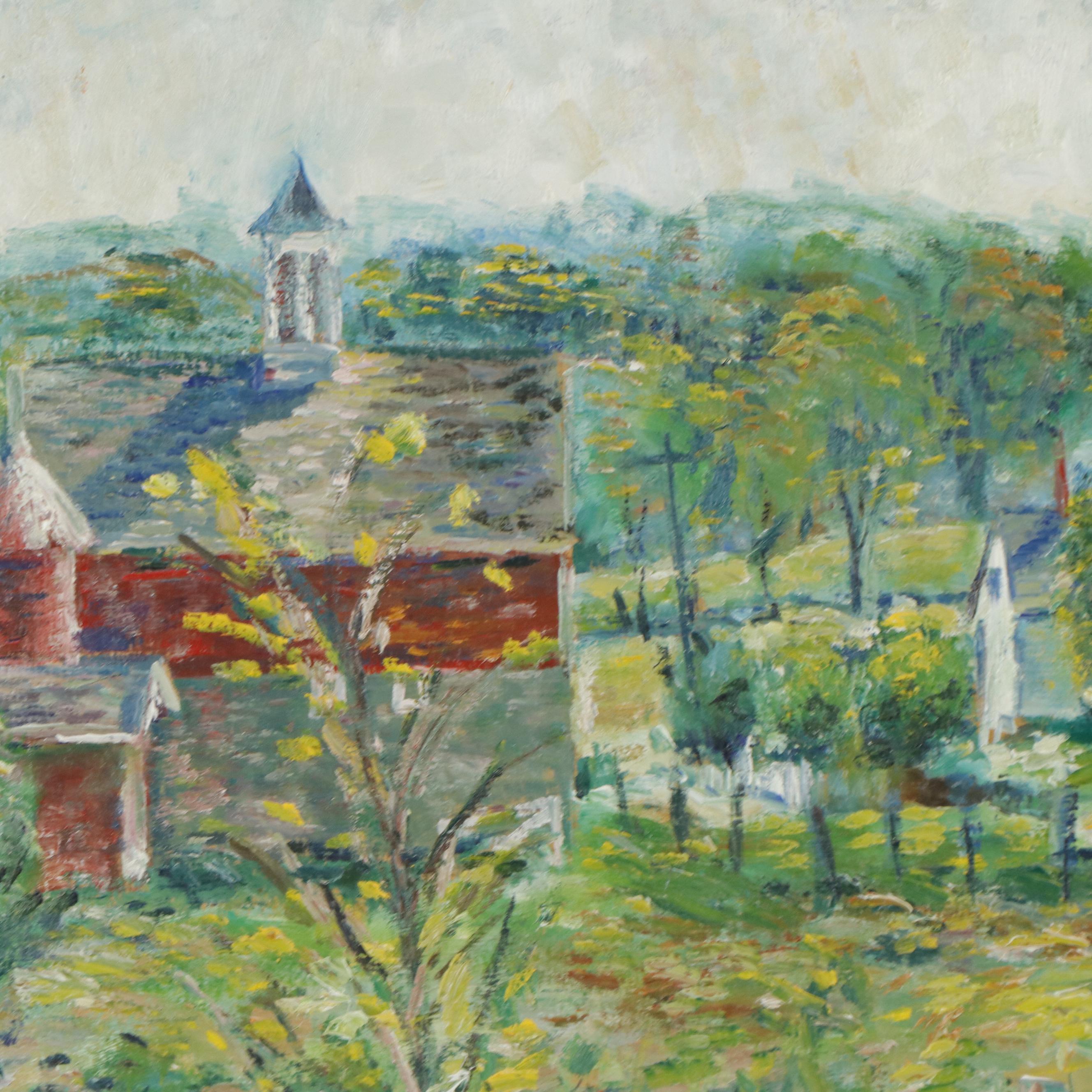 Michael Salvatore Abbate Oil Painting of an Rural Landscape, Mid-20th Century