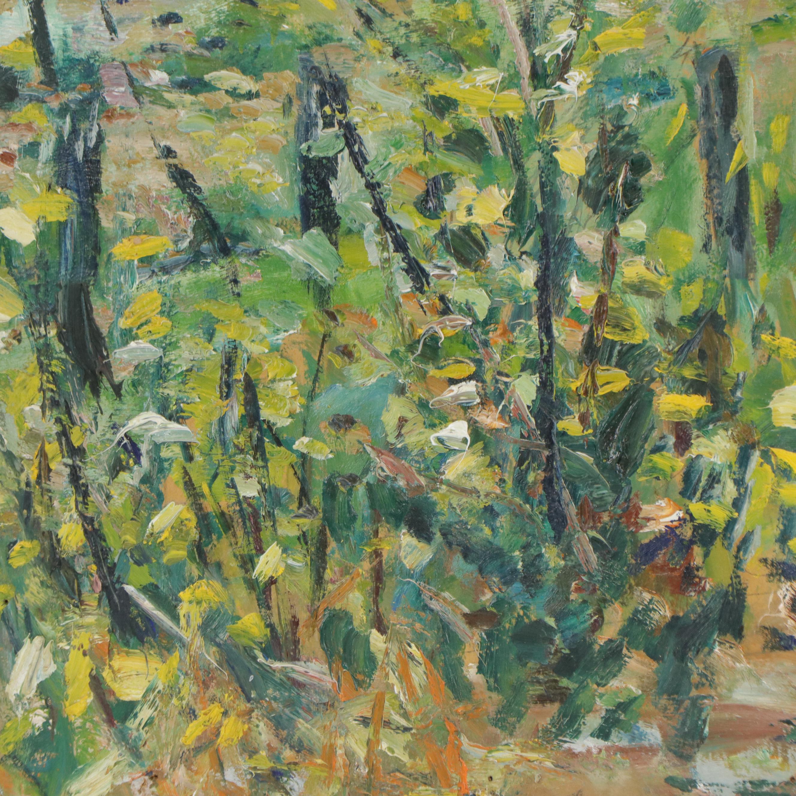 Michael Salvatore Abbate Oil Painting of an Rural Landscape, Mid-20th Century