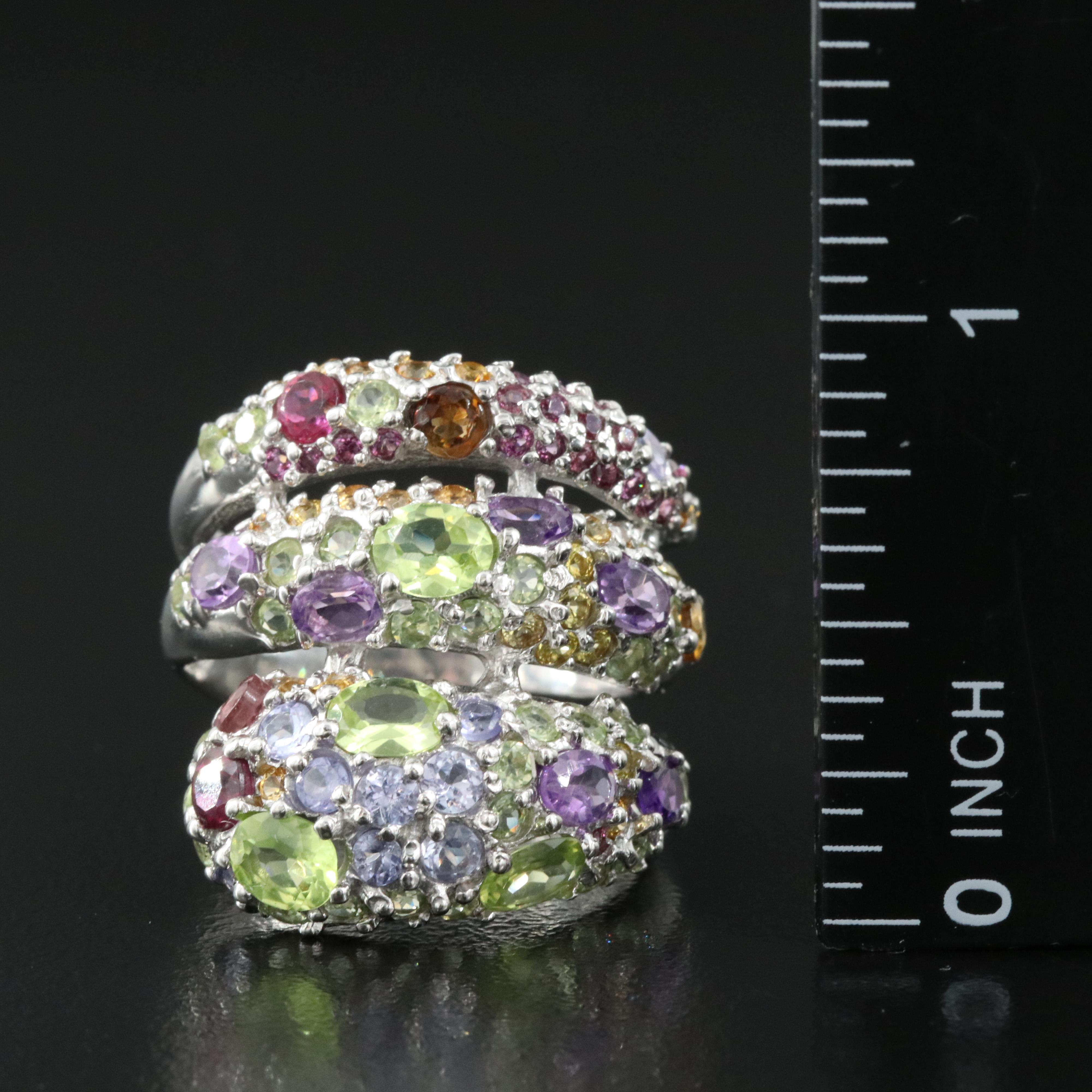 Sterling Gemstone Stylized Snake Ring