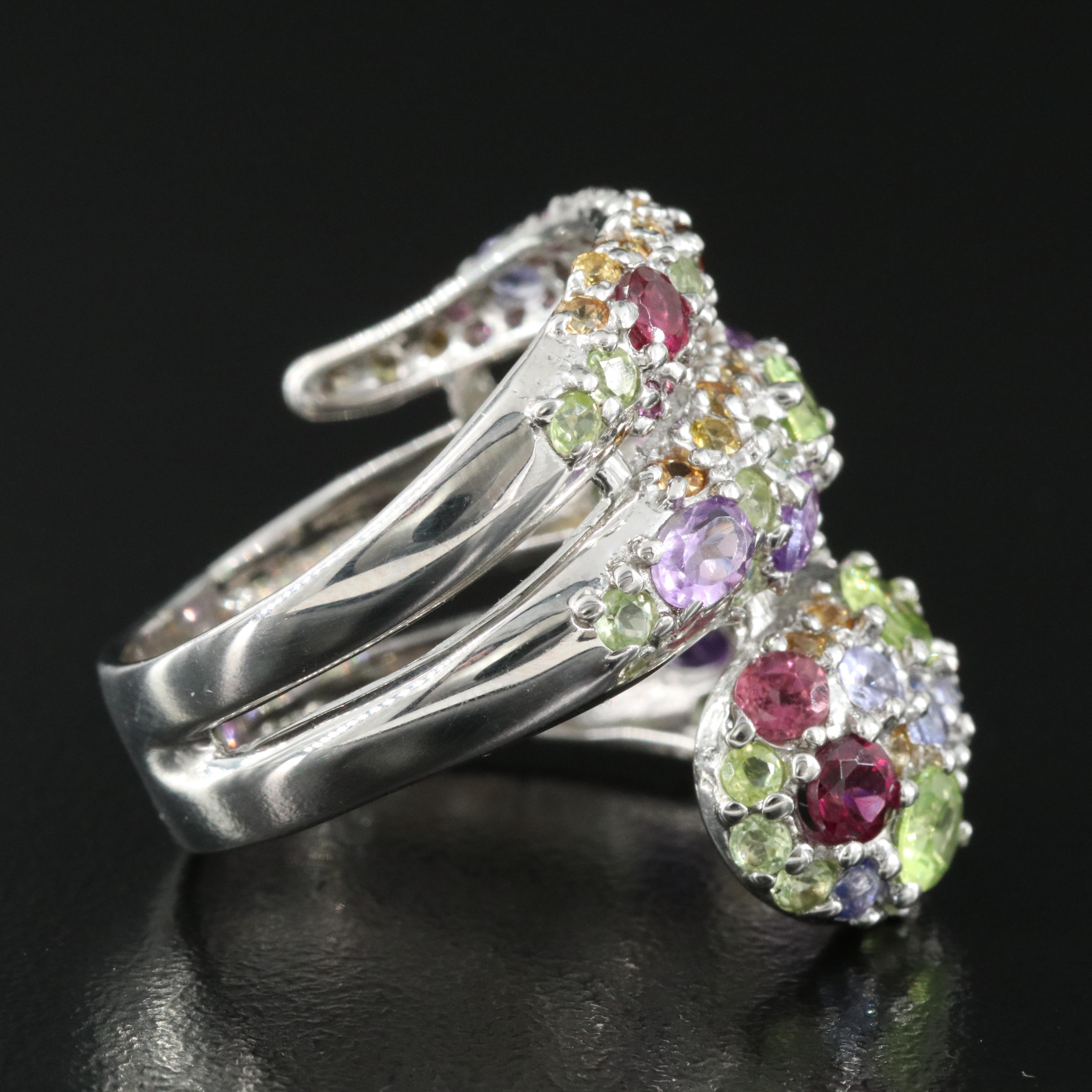 Sterling Gemstone Stylized Snake Ring