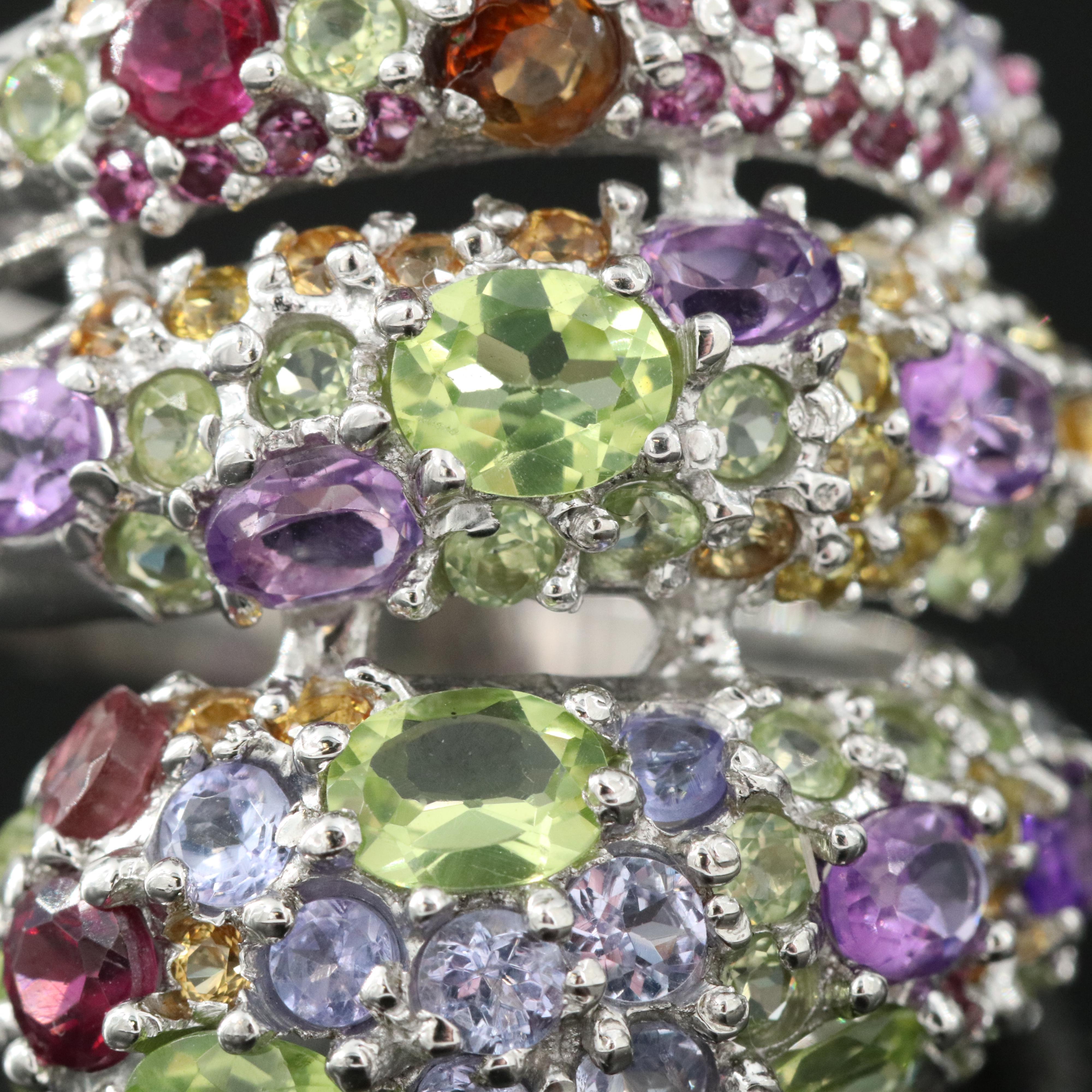 Sterling Gemstone Stylized Snake Ring