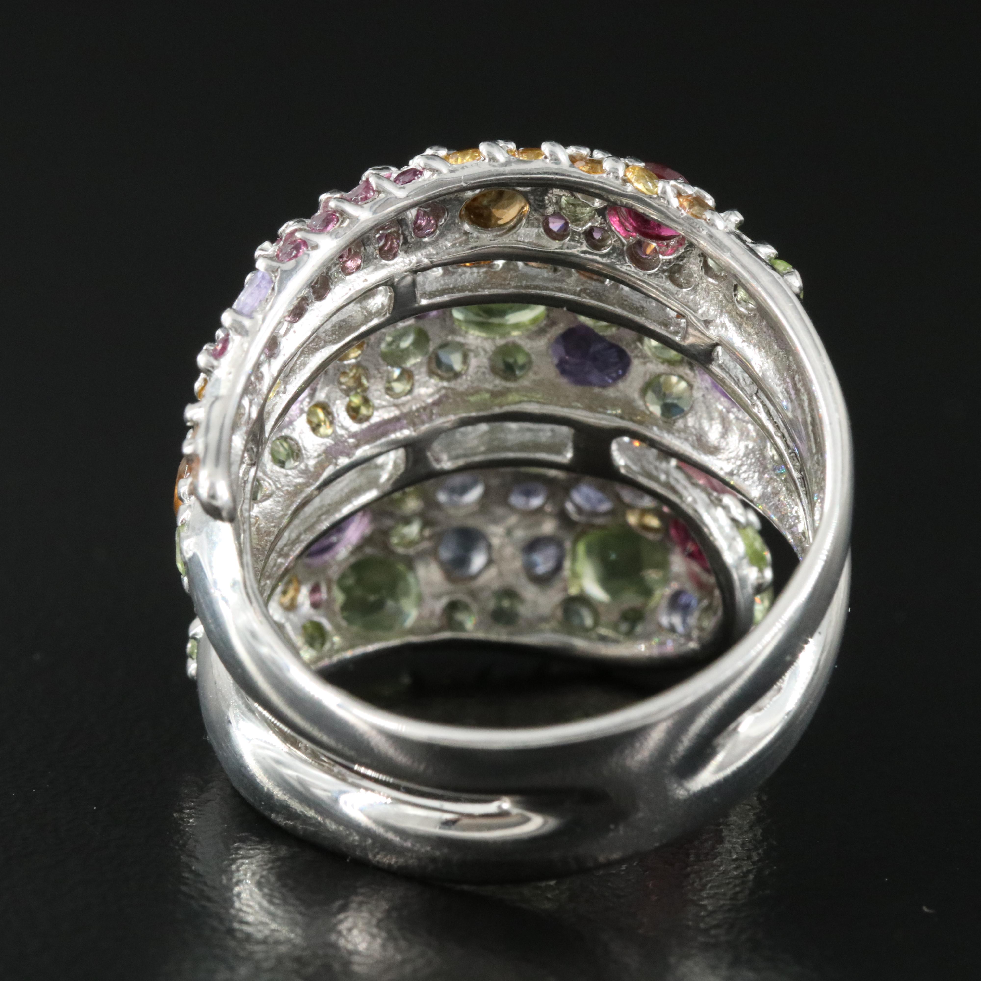 Sterling Gemstone Stylized Snake Ring