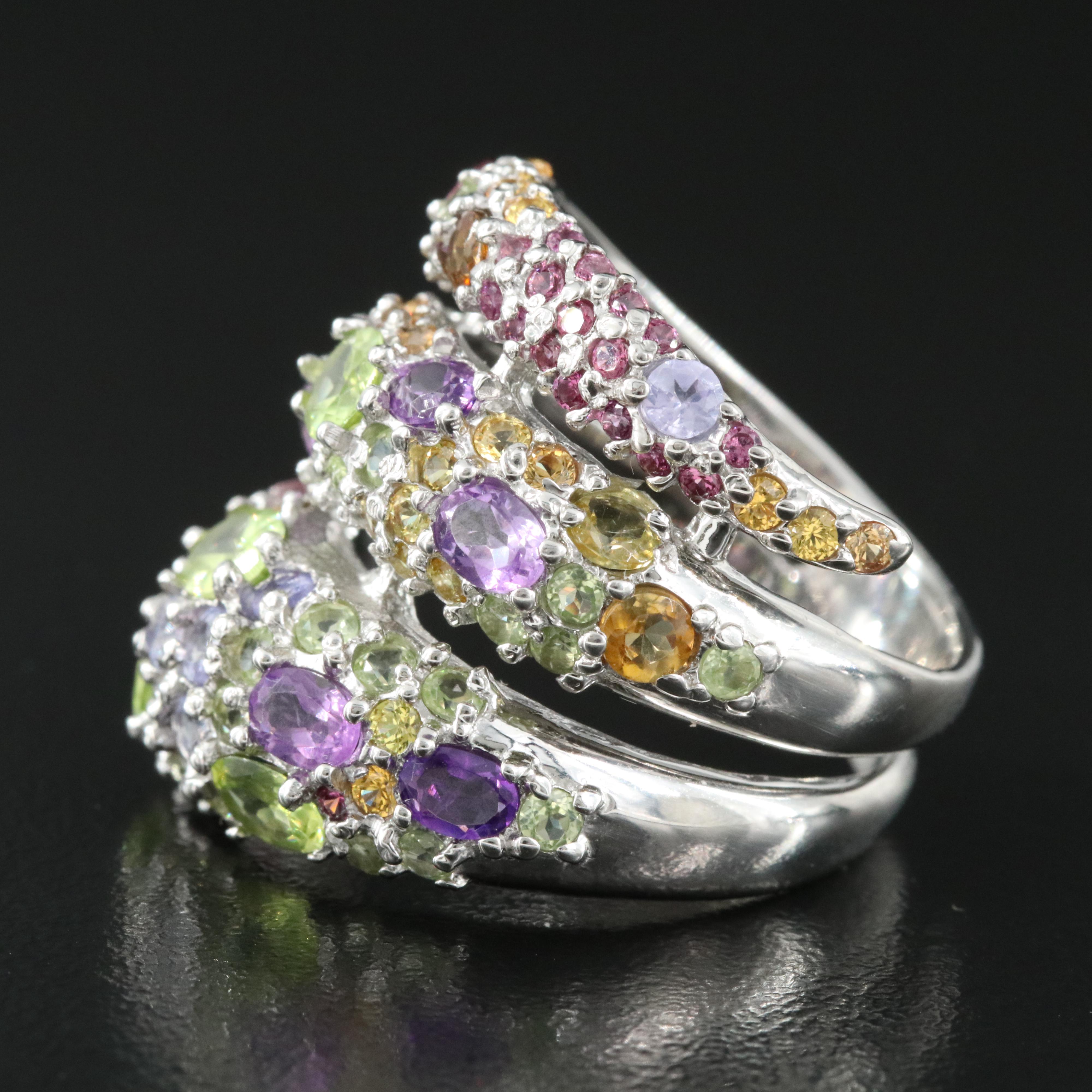 Sterling Gemstone Stylized Snake Ring