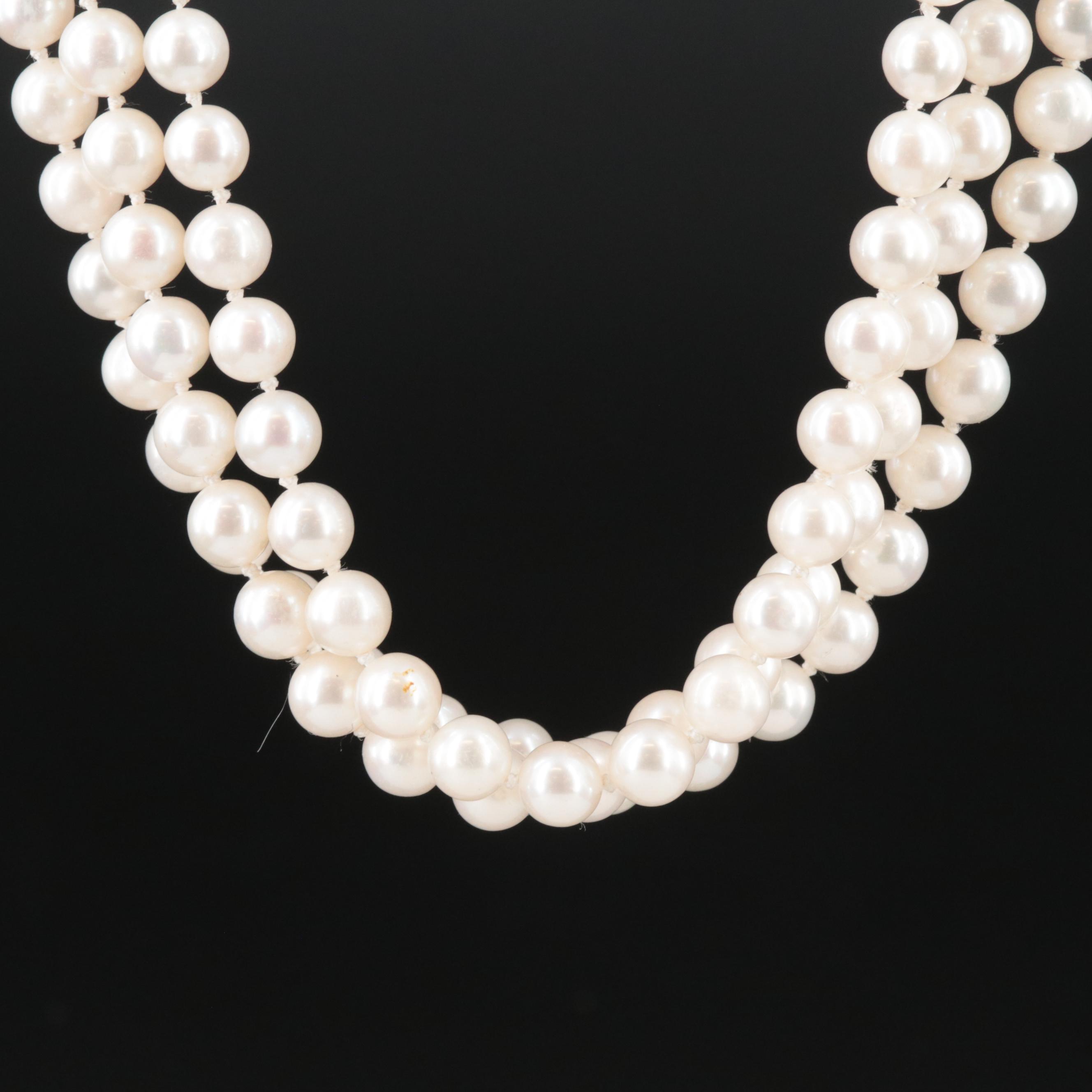 Pearl Triple Strand Necklace with 14K Clasp
