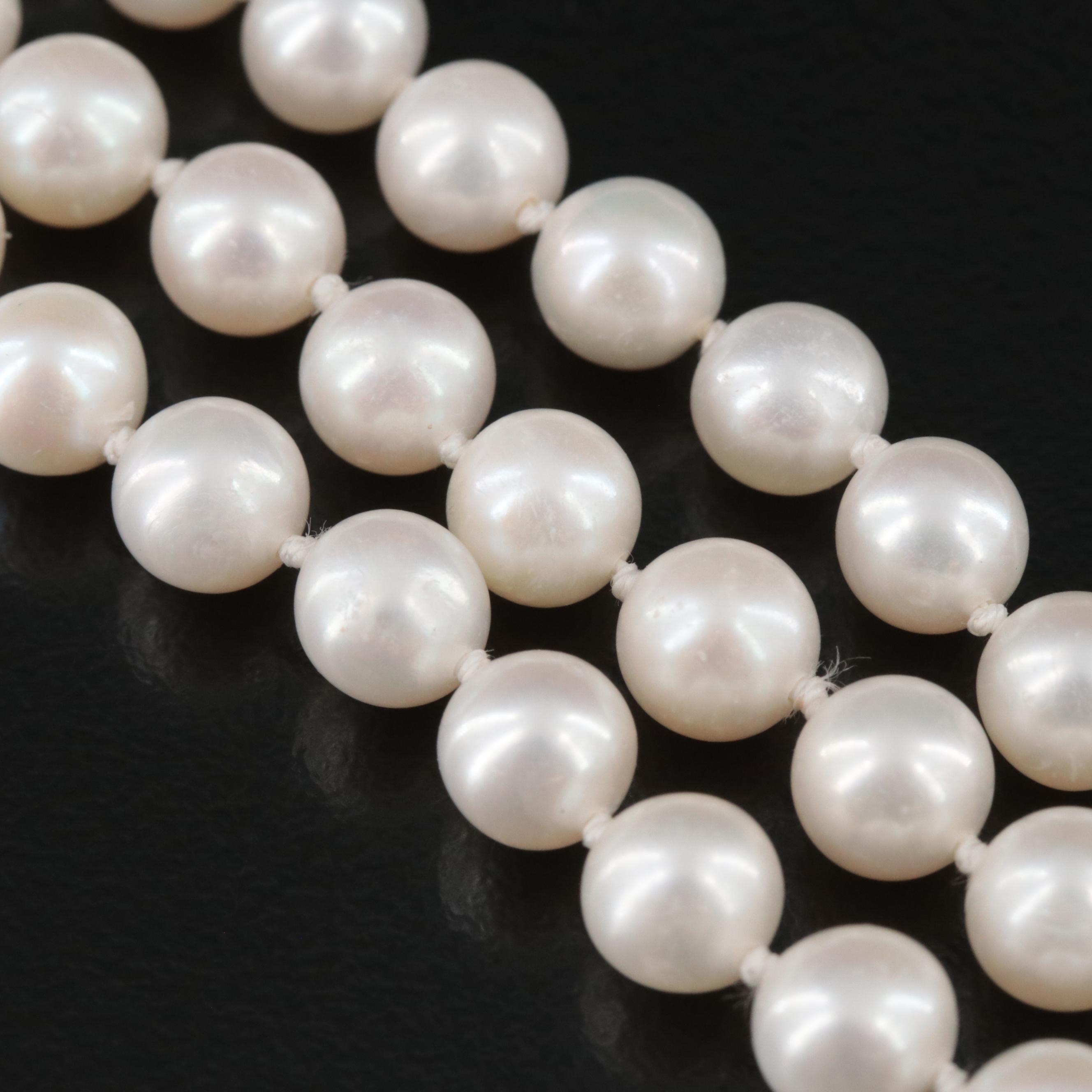 Pearl Triple Strand Necklace with 14K Clasp