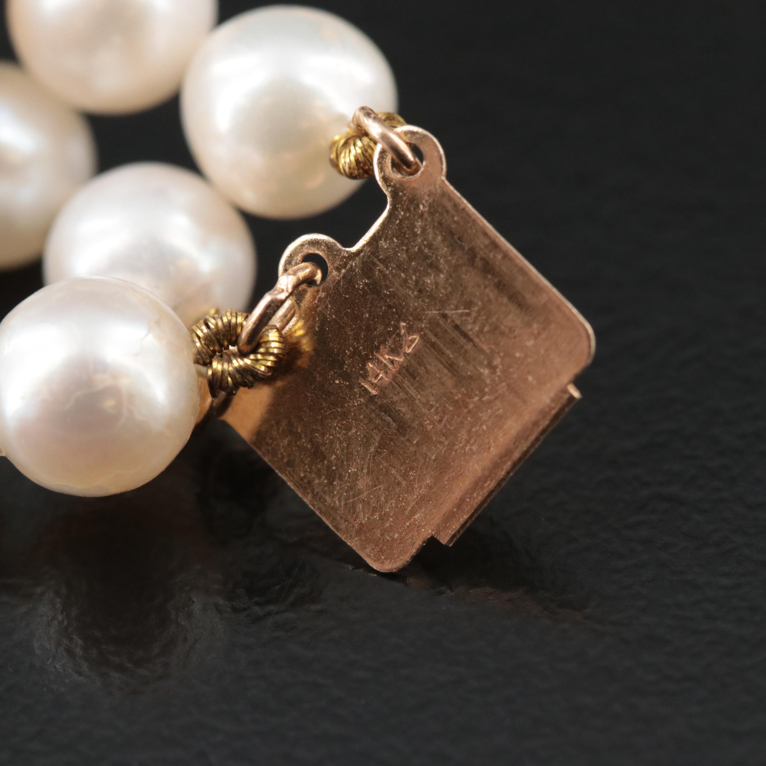 Pearl Triple Strand Necklace with 14K Clasp