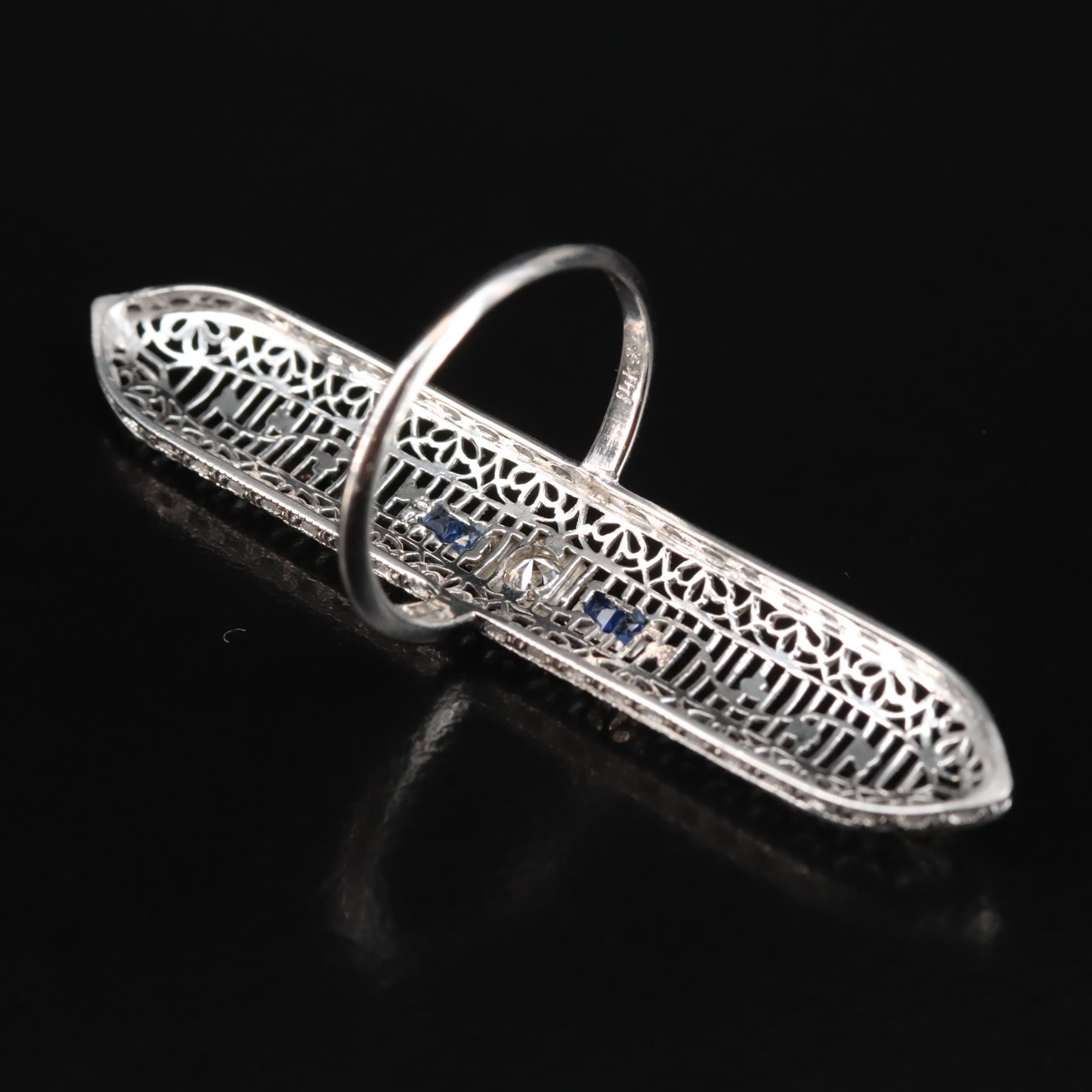 10K and 14K Diamond and Sapphire Pointer Ring