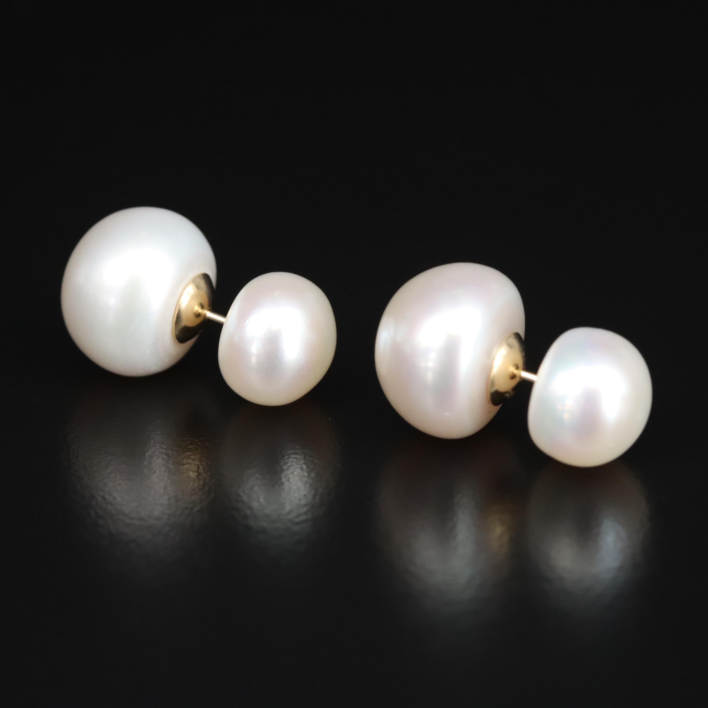 14K Pearl Front-Back Earrings