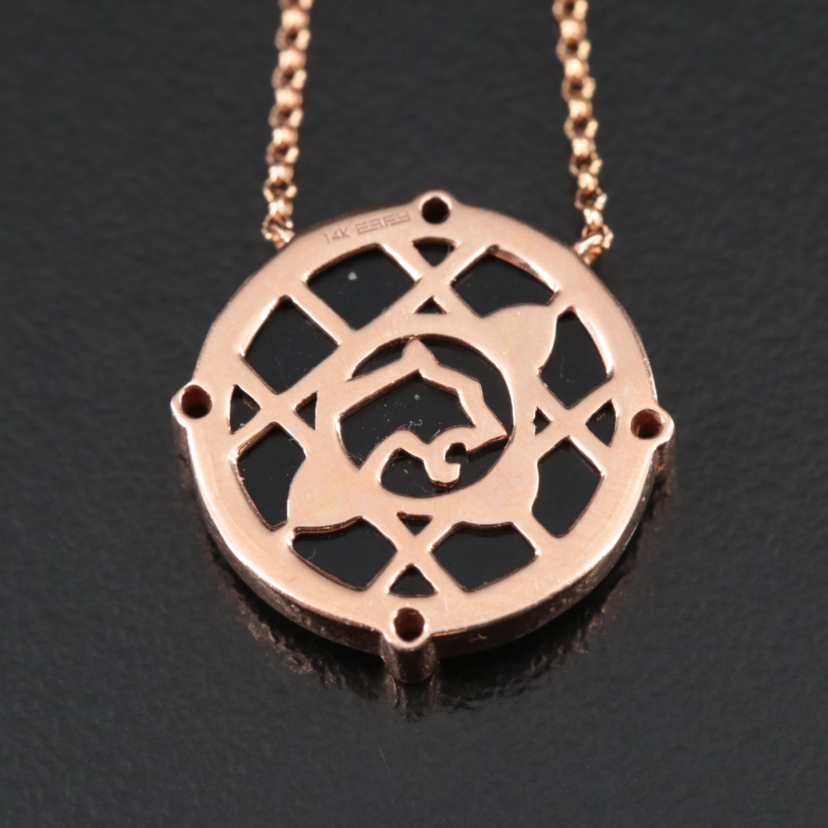 EFFY 14K Rose Gold Diamond and Ruby Necklace with White Gold Accents