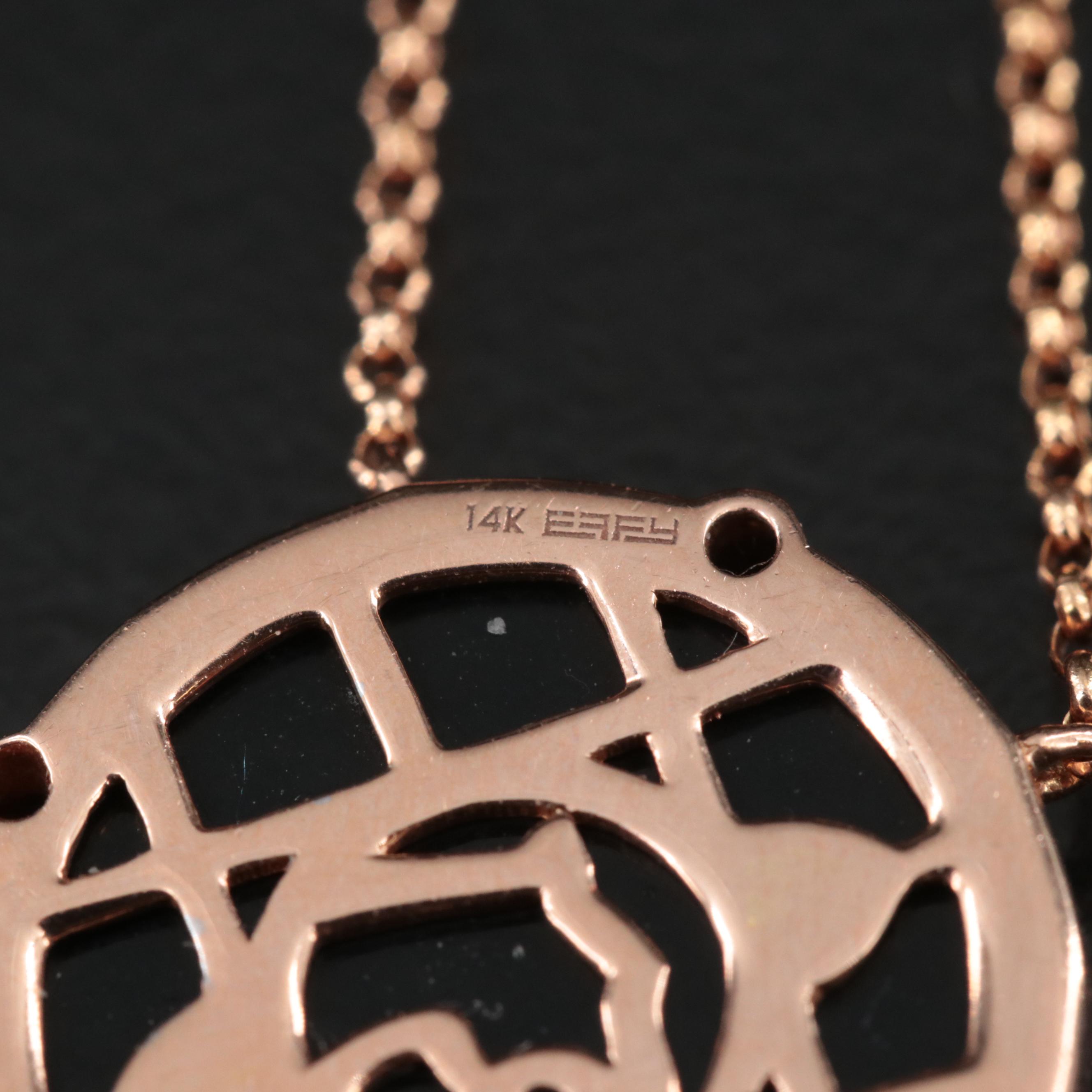 EFFY 14K Rose Gold Diamond and Ruby Necklace with White Gold Accents