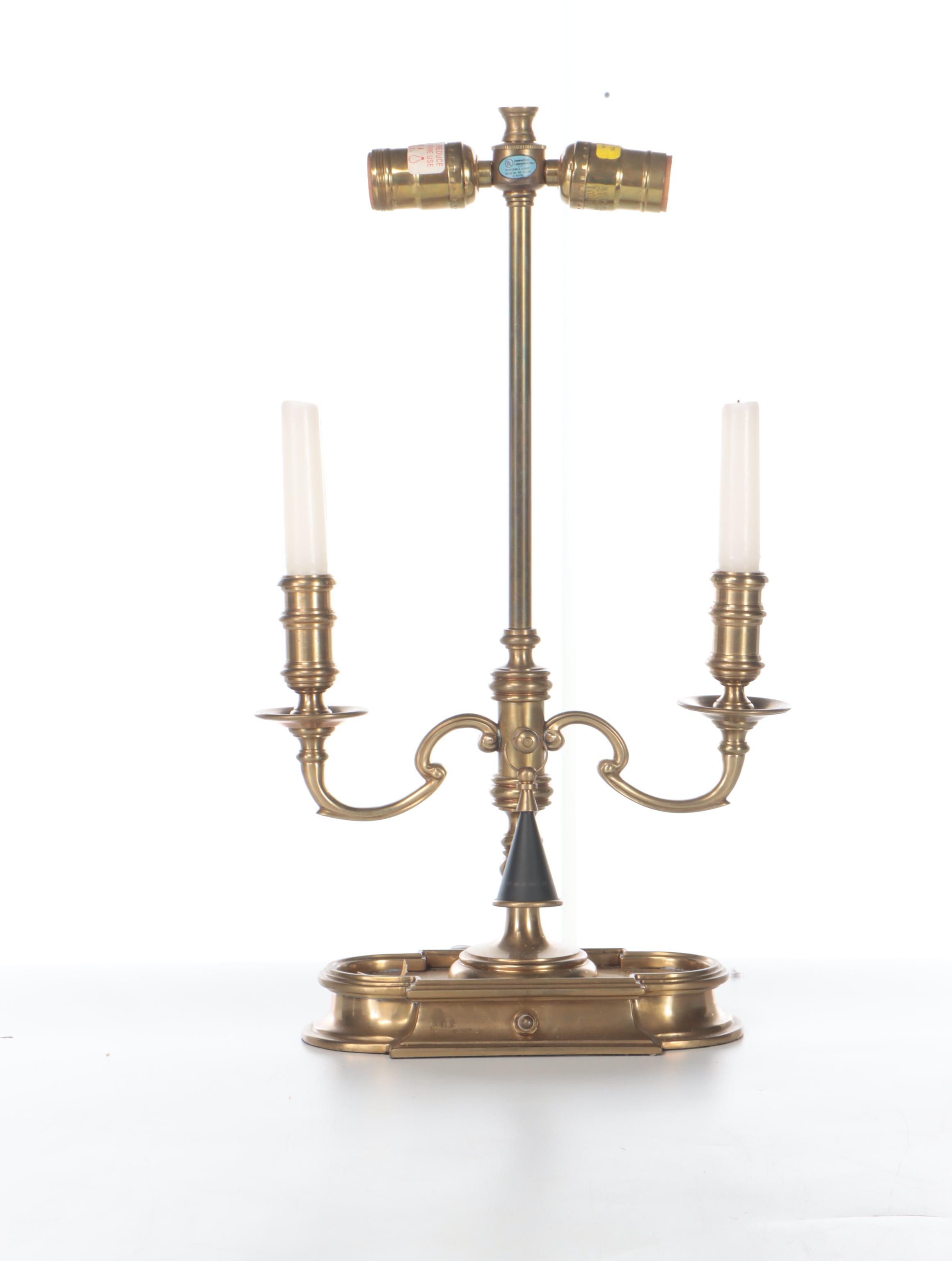 Chapman Neoclassical French Bouillotte Table Lamp With Black Metal Shade, 1972