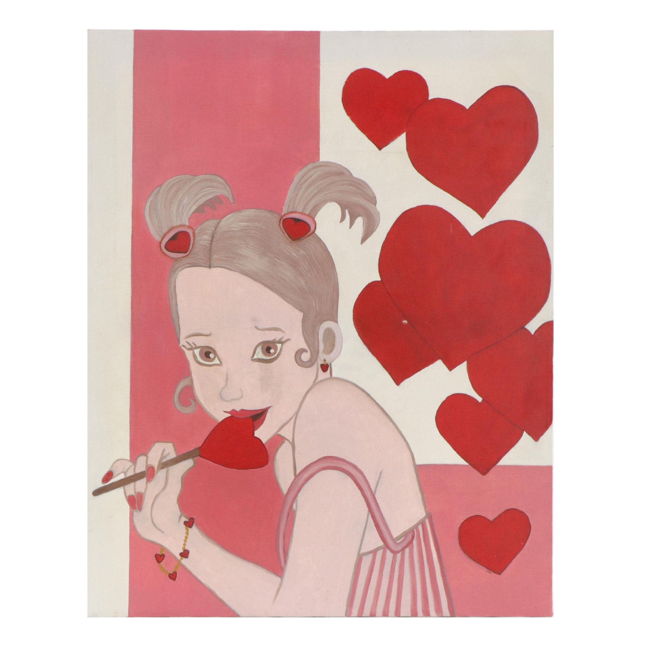 B. Bullard Stylized Figural Acrylic Painting "Bite Me," 2004