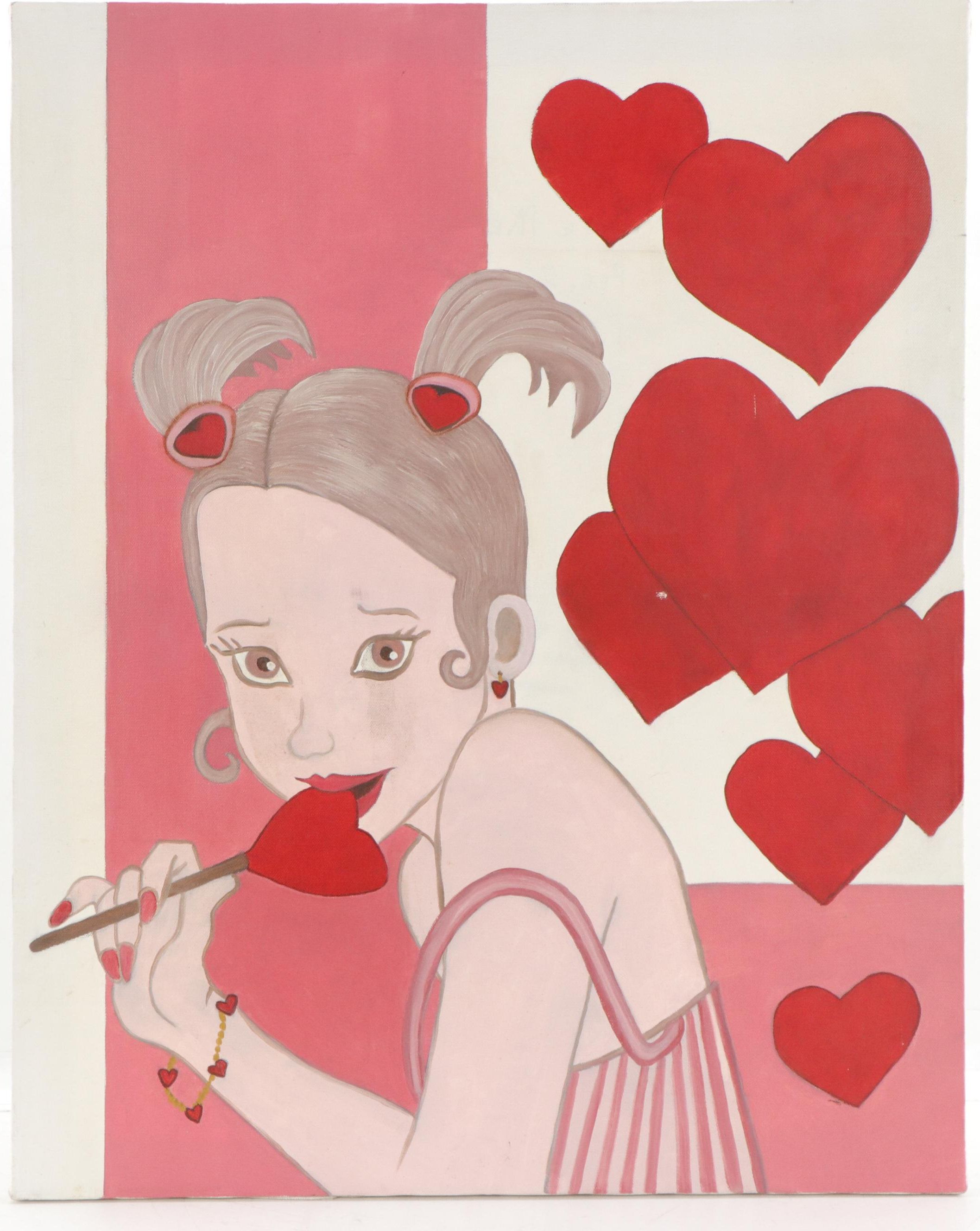 B. Bullard Stylized Figural Acrylic Painting "Bite Me," 2004