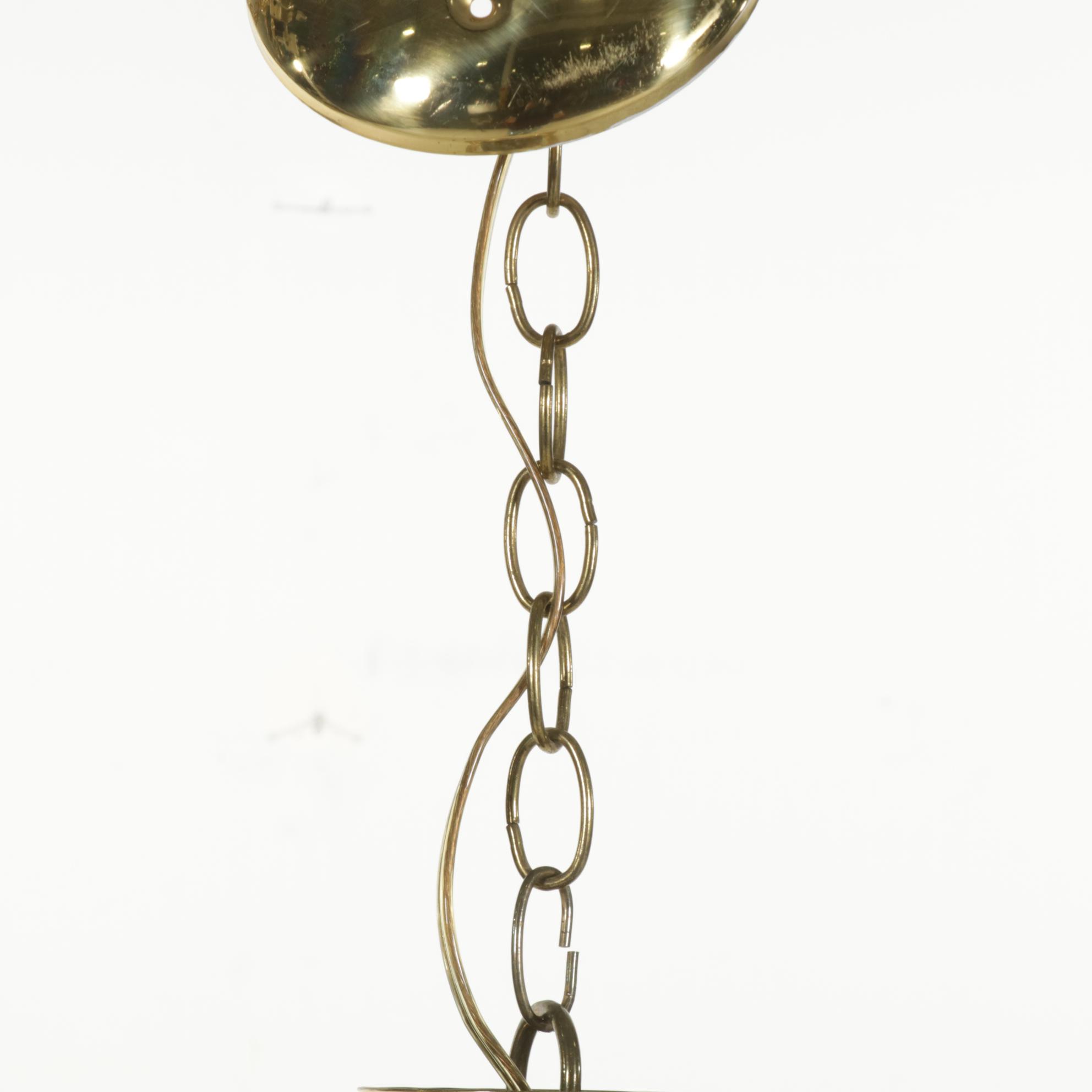 Colonial Style Lacquered Brass and Prism Glass Pendant, Late 20th C