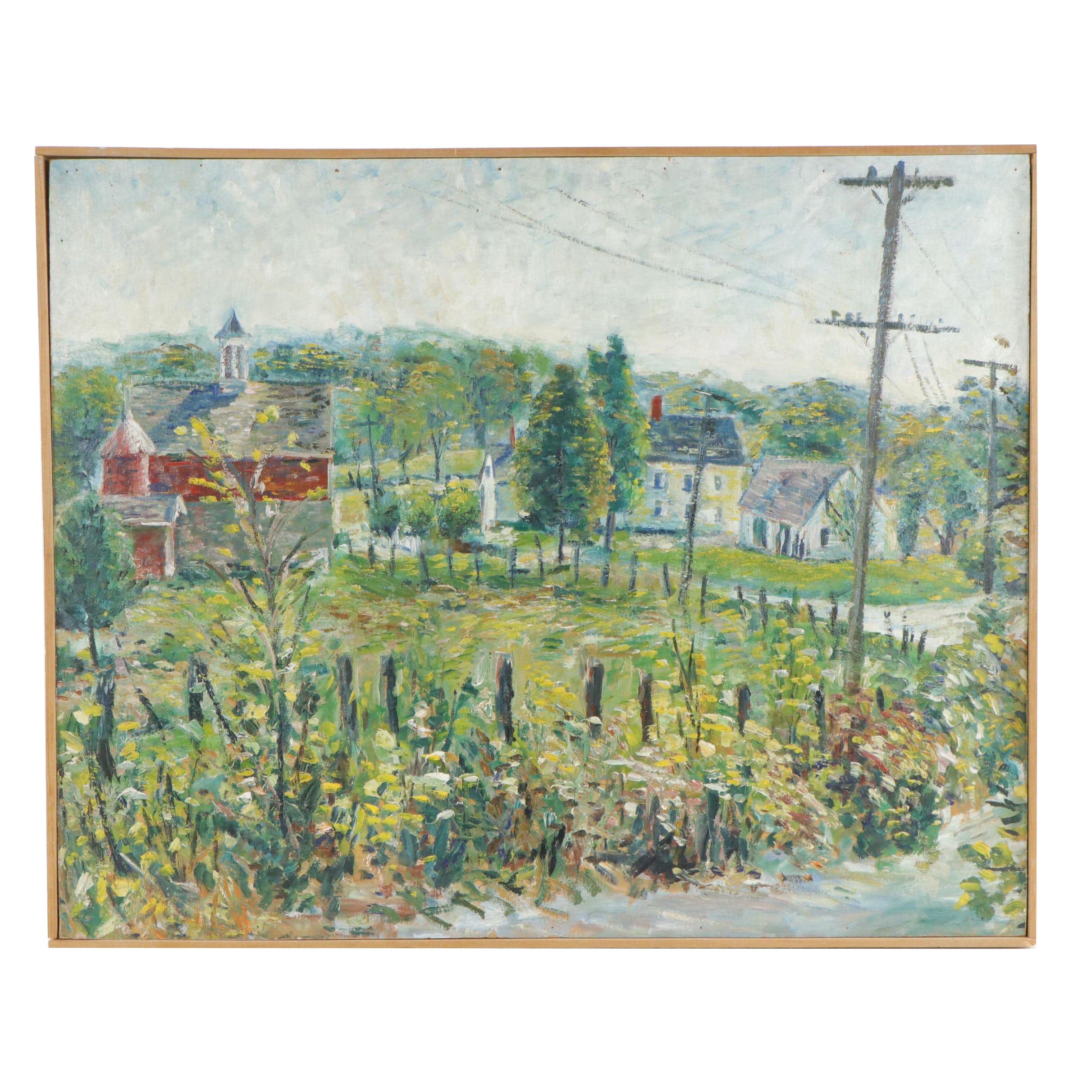 Michael Salvatore Abbate Oil Painting of an Rural Landscape, Mid-20th Century