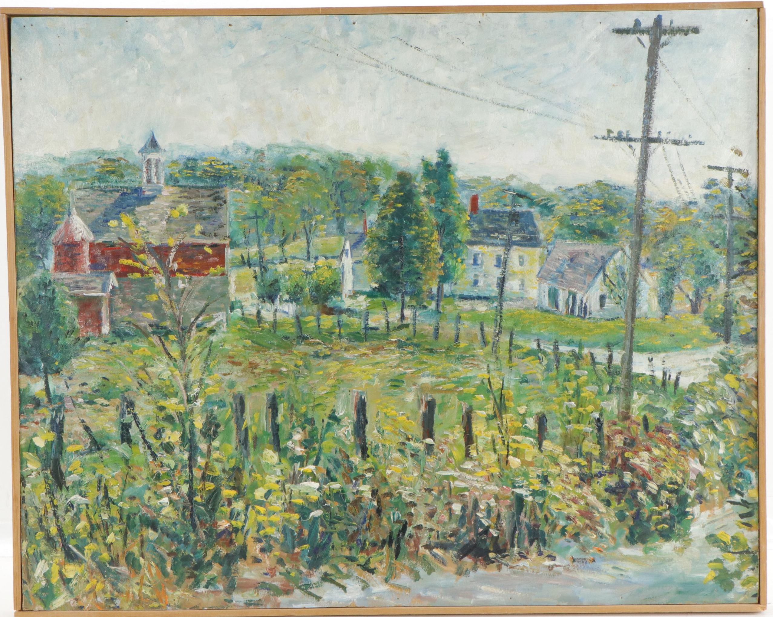 Michael Salvatore Abbate Oil Painting of an Rural Landscape, Mid-20th Century