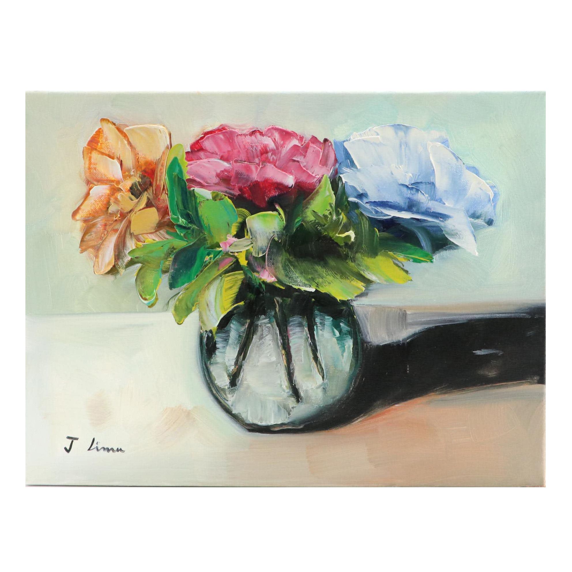 José M. Lima Floral Still Life Oil Painting, 2023
