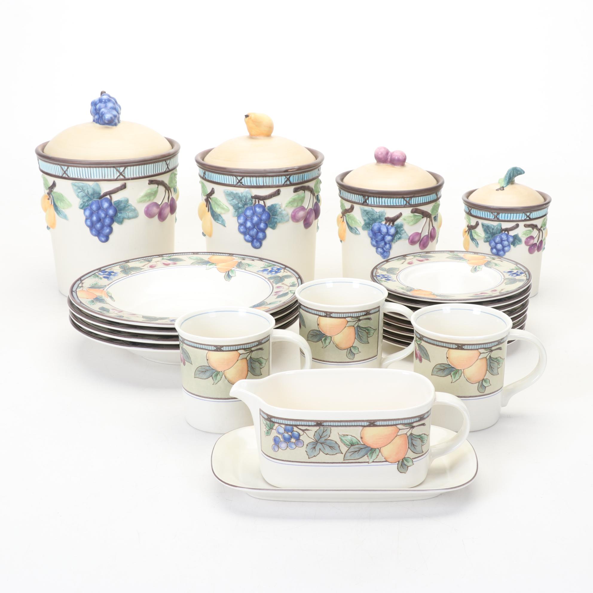 Mikasa "Intaglio" and "Garden Harvest" Dinnerware and Canister Set