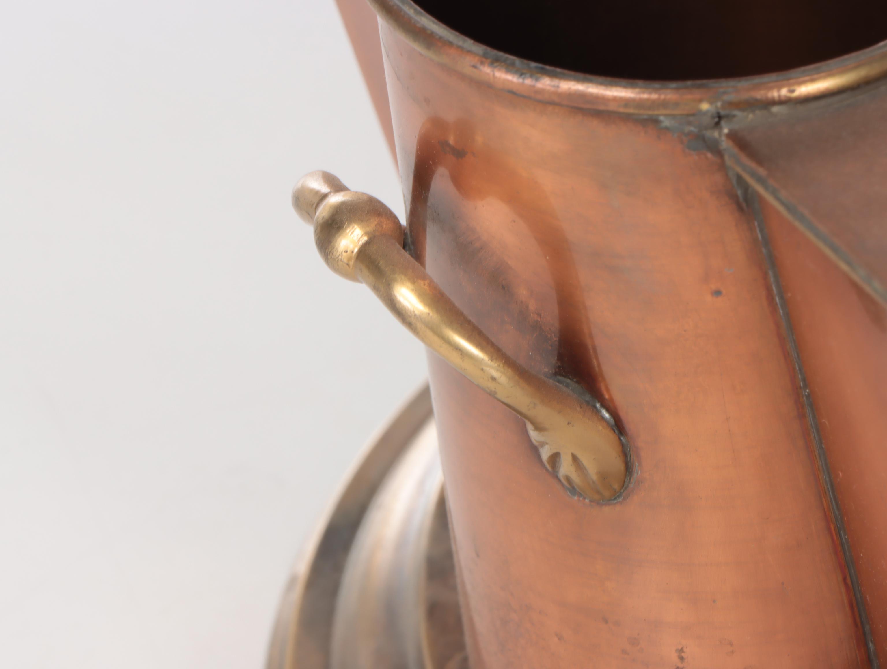 Indian Art Deco Brass and Copper Four-Bottle Wine Cooler with Stand